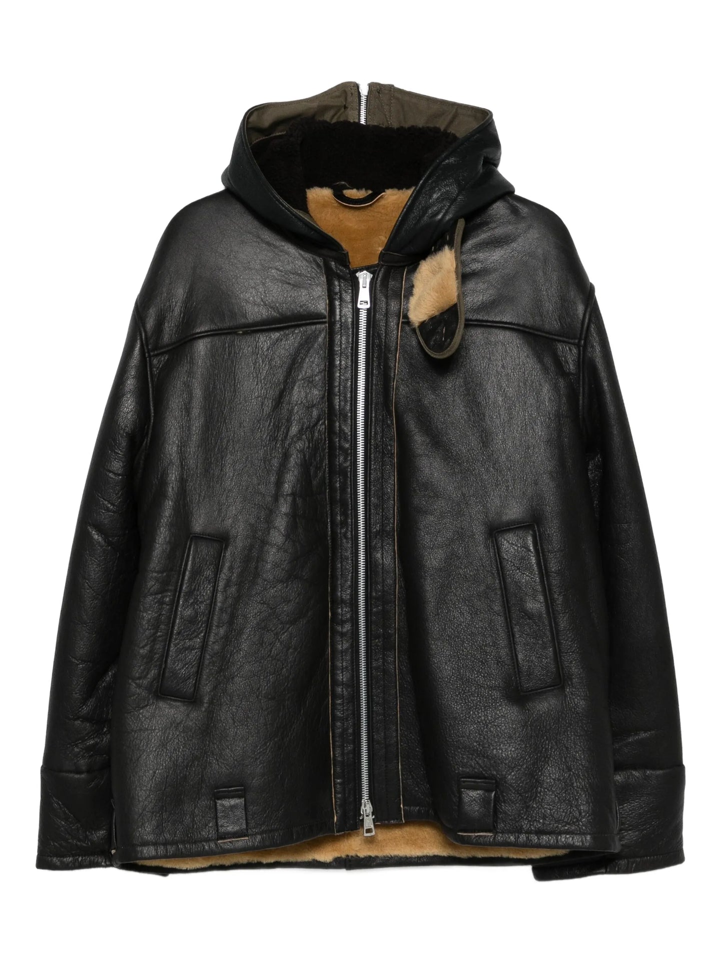 Blizzard hooded leather jacket