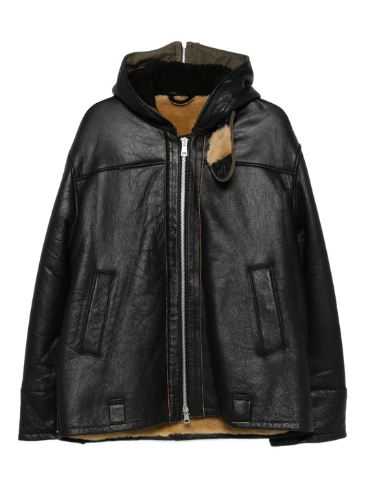 Blizzard hooded leather jacket