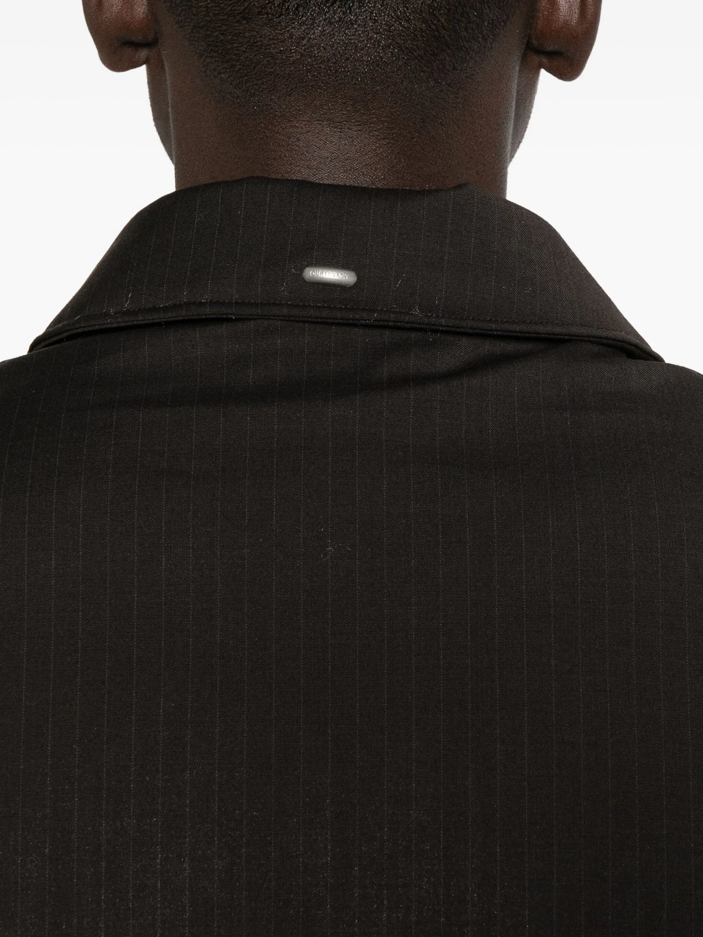pinstriped puffer jacket