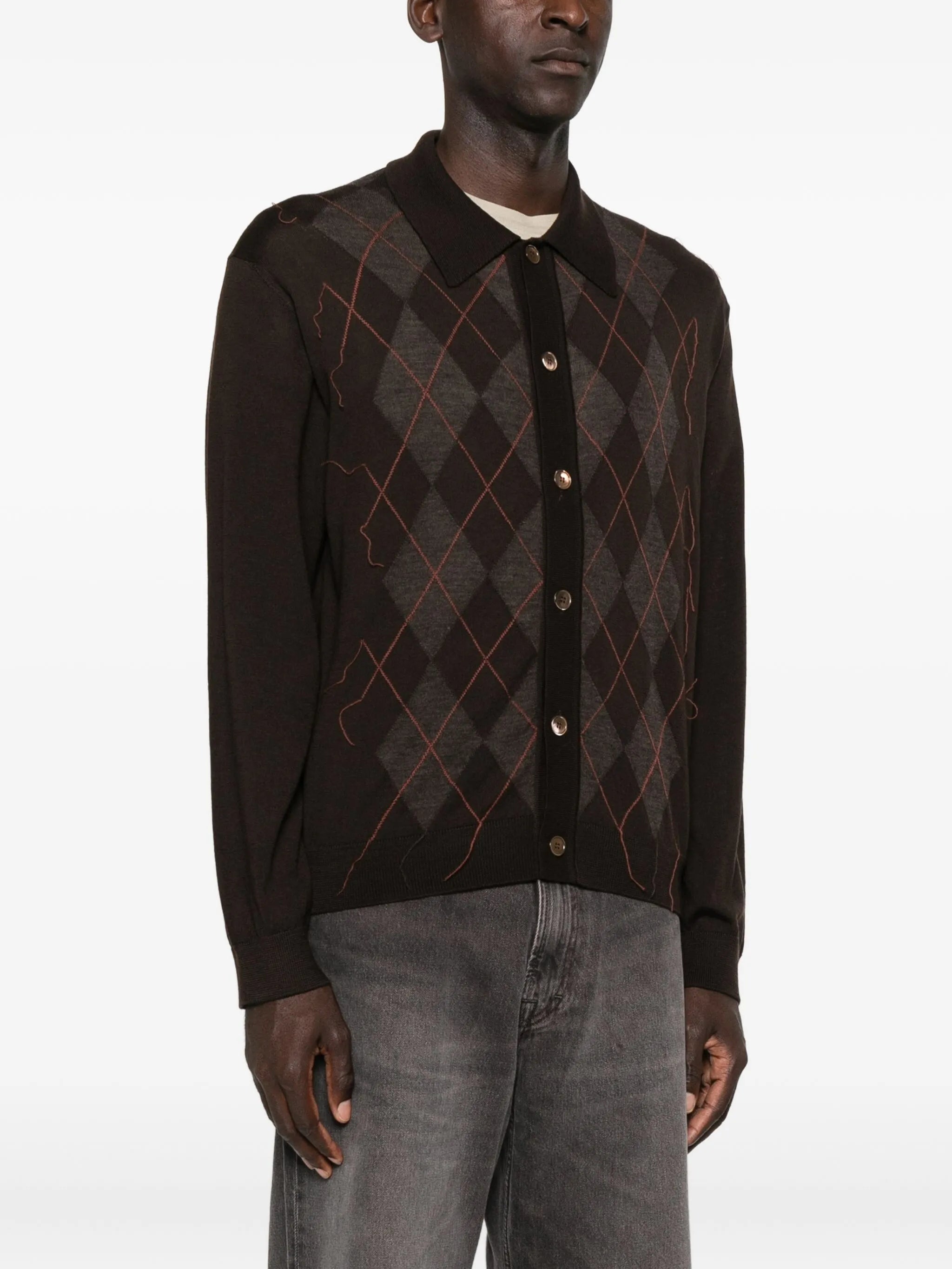 argyle-knit cardigan