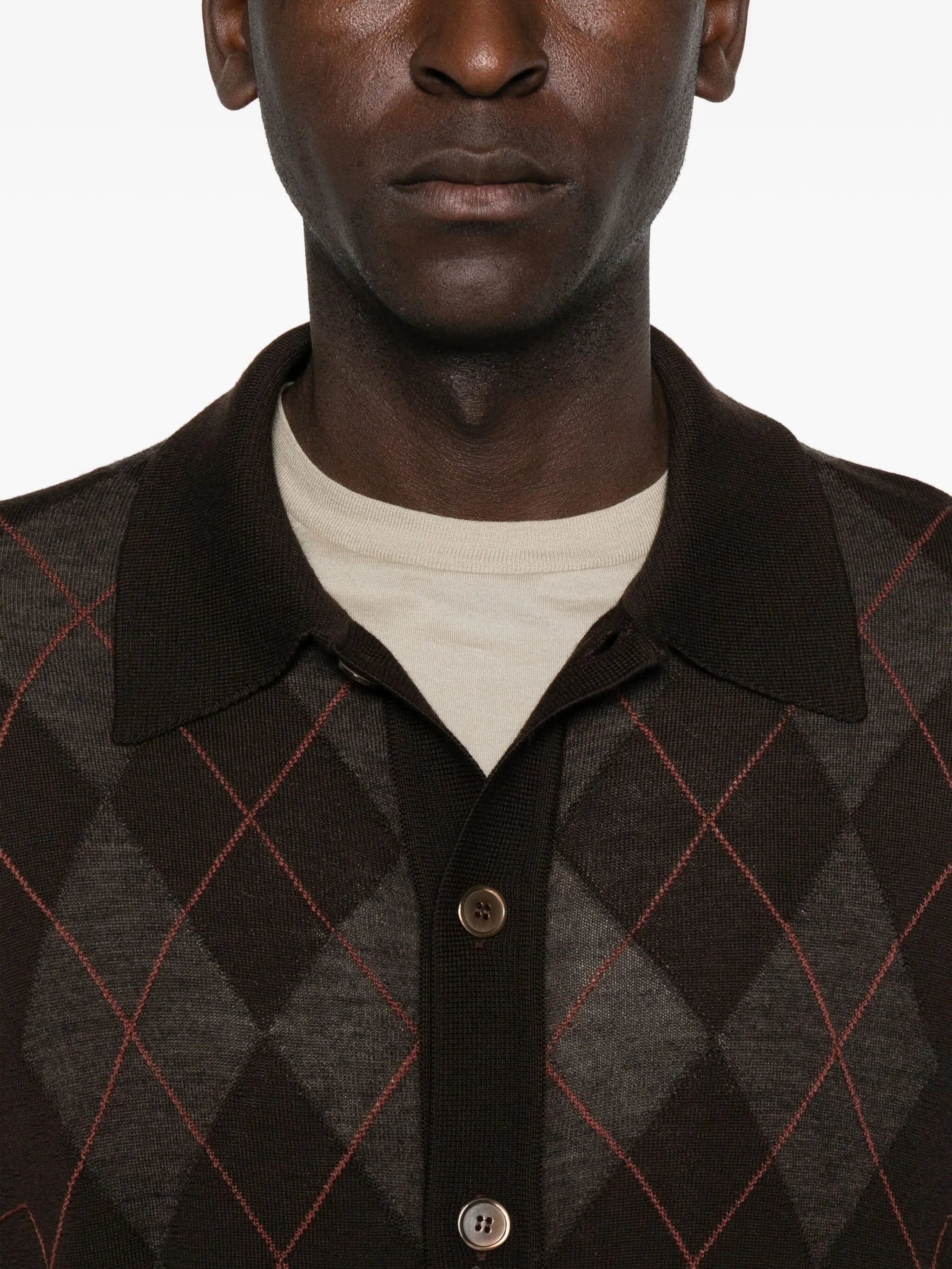 argyle-knit cardigan