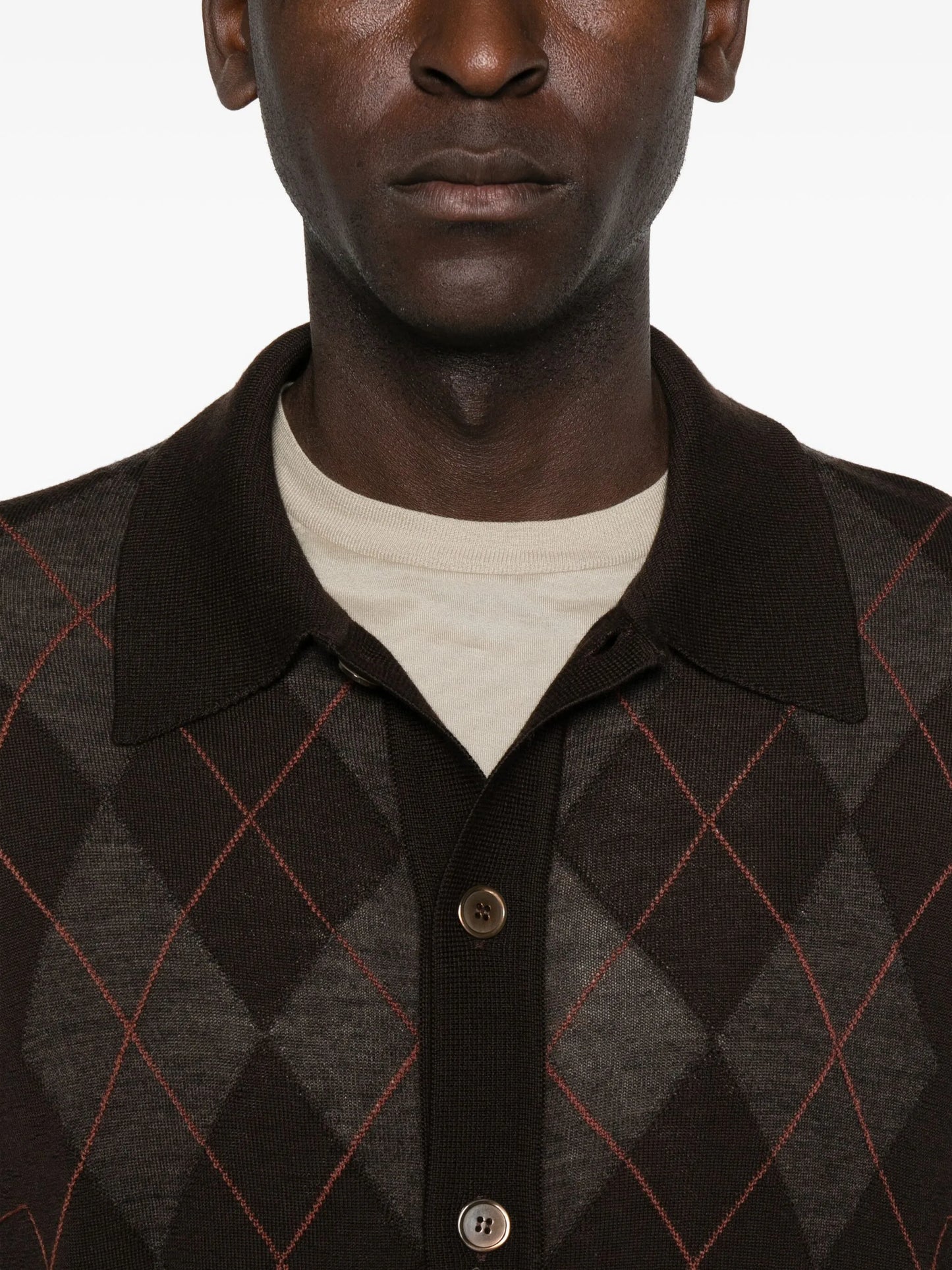 argyle-knit cardigan