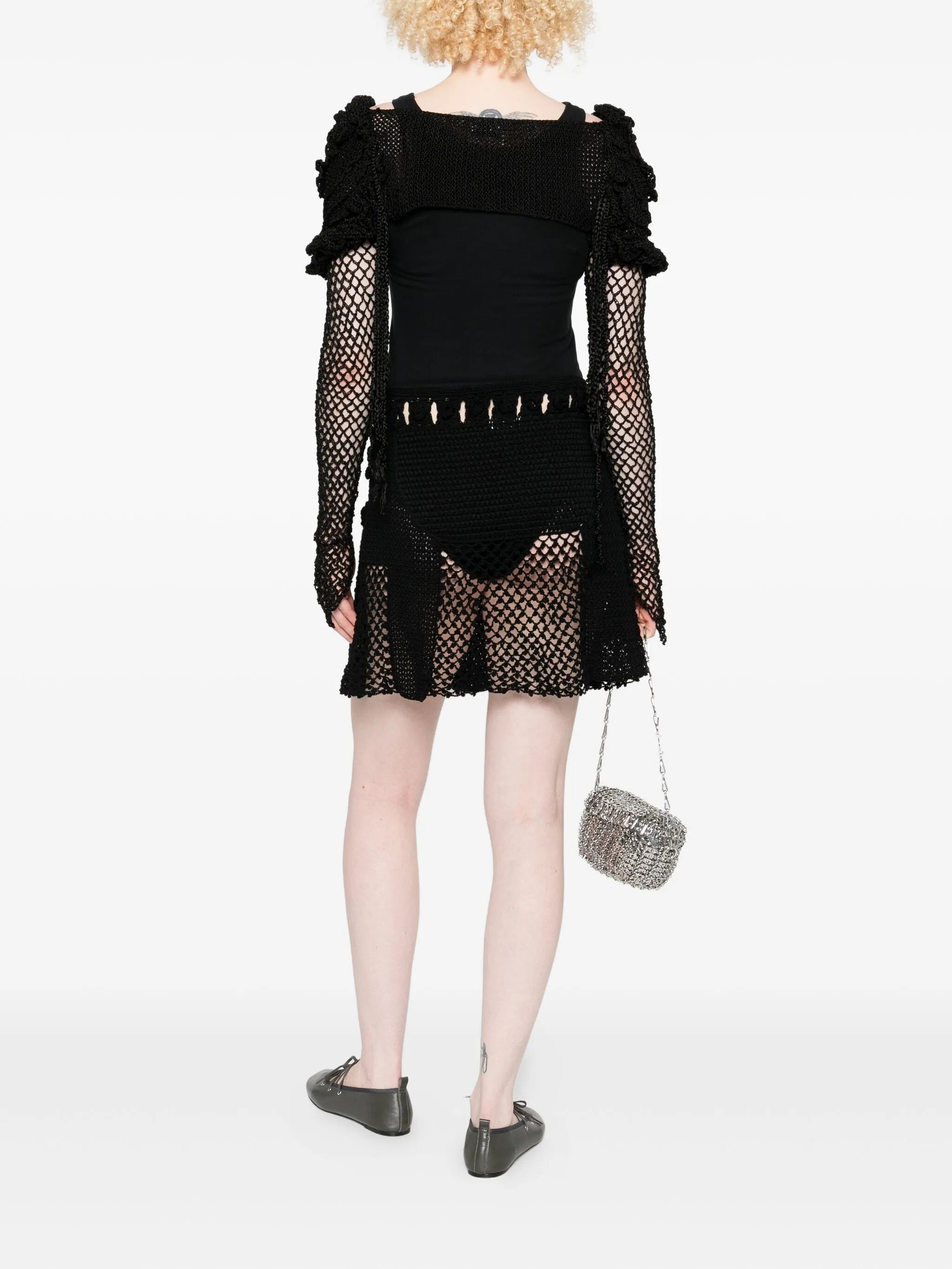 Shylla puff-sleeve crochet shrug