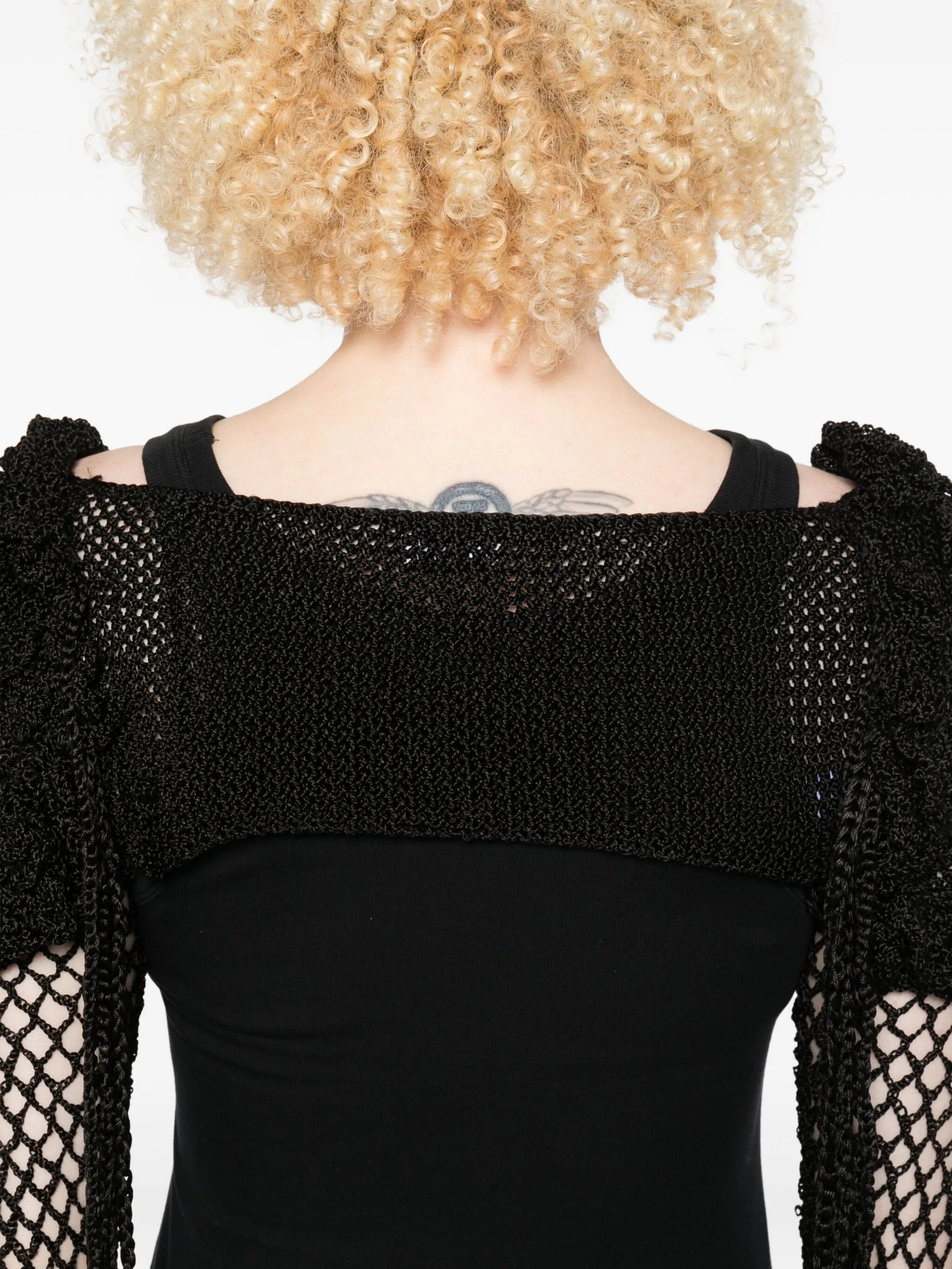 Shylla puff-sleeve crochet shrug