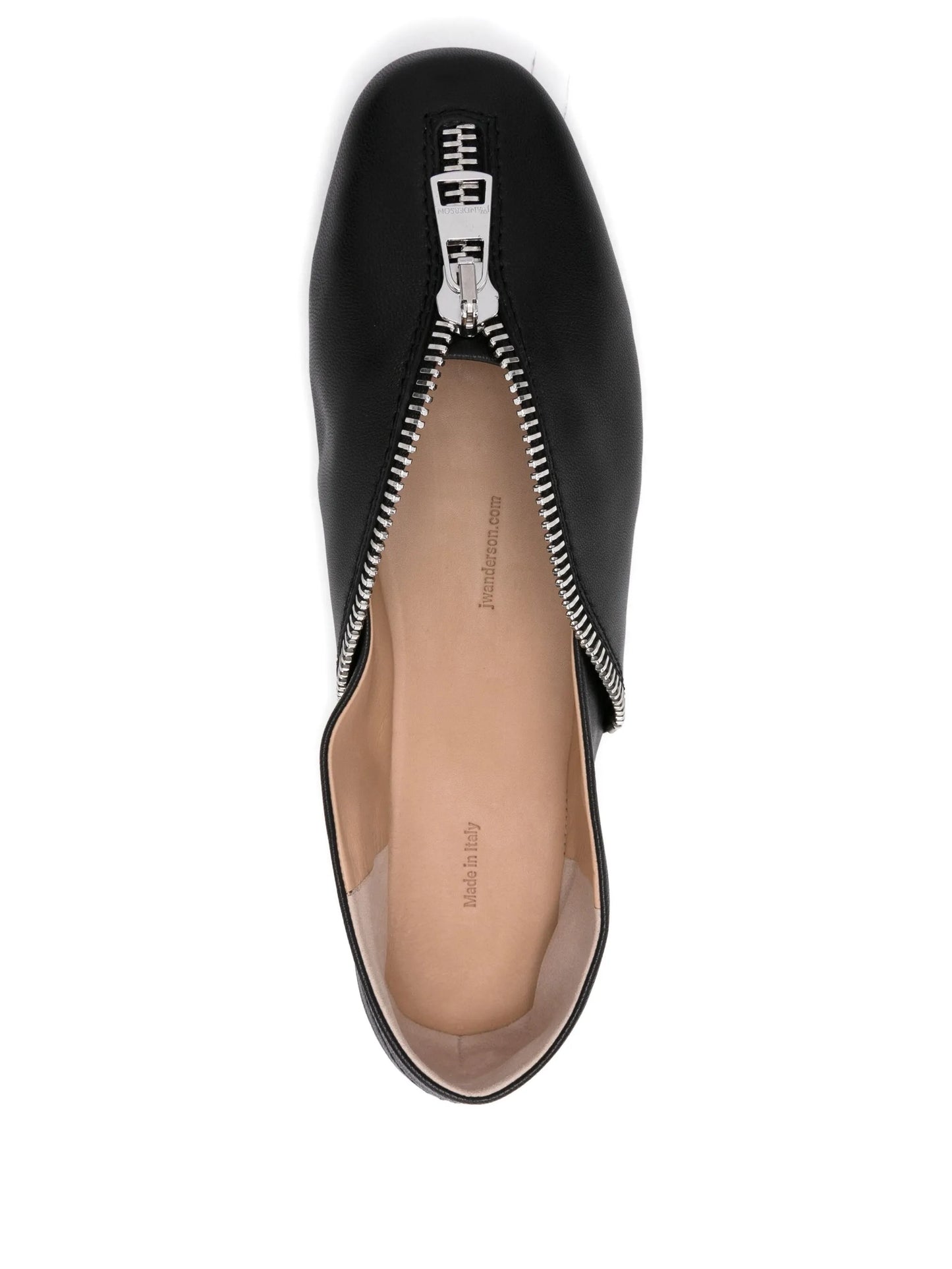 zip-detail leather ballet flats
