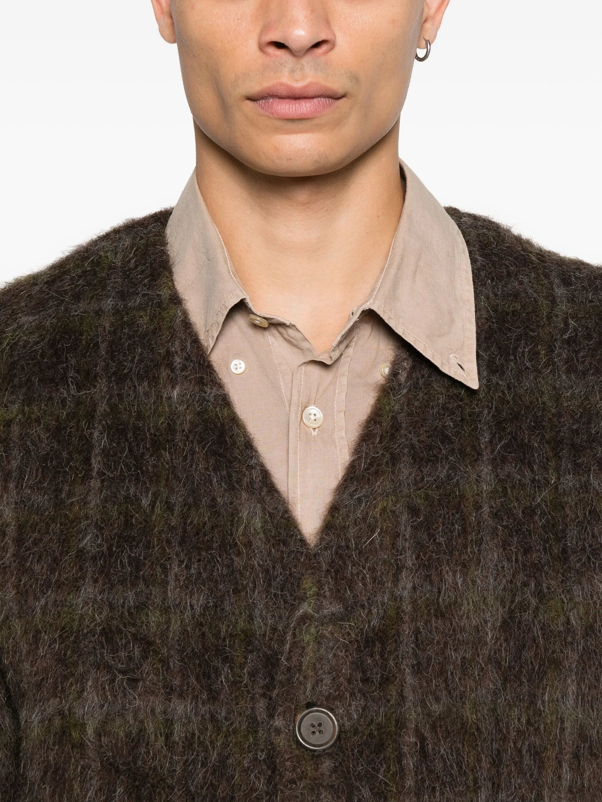checked cardigan