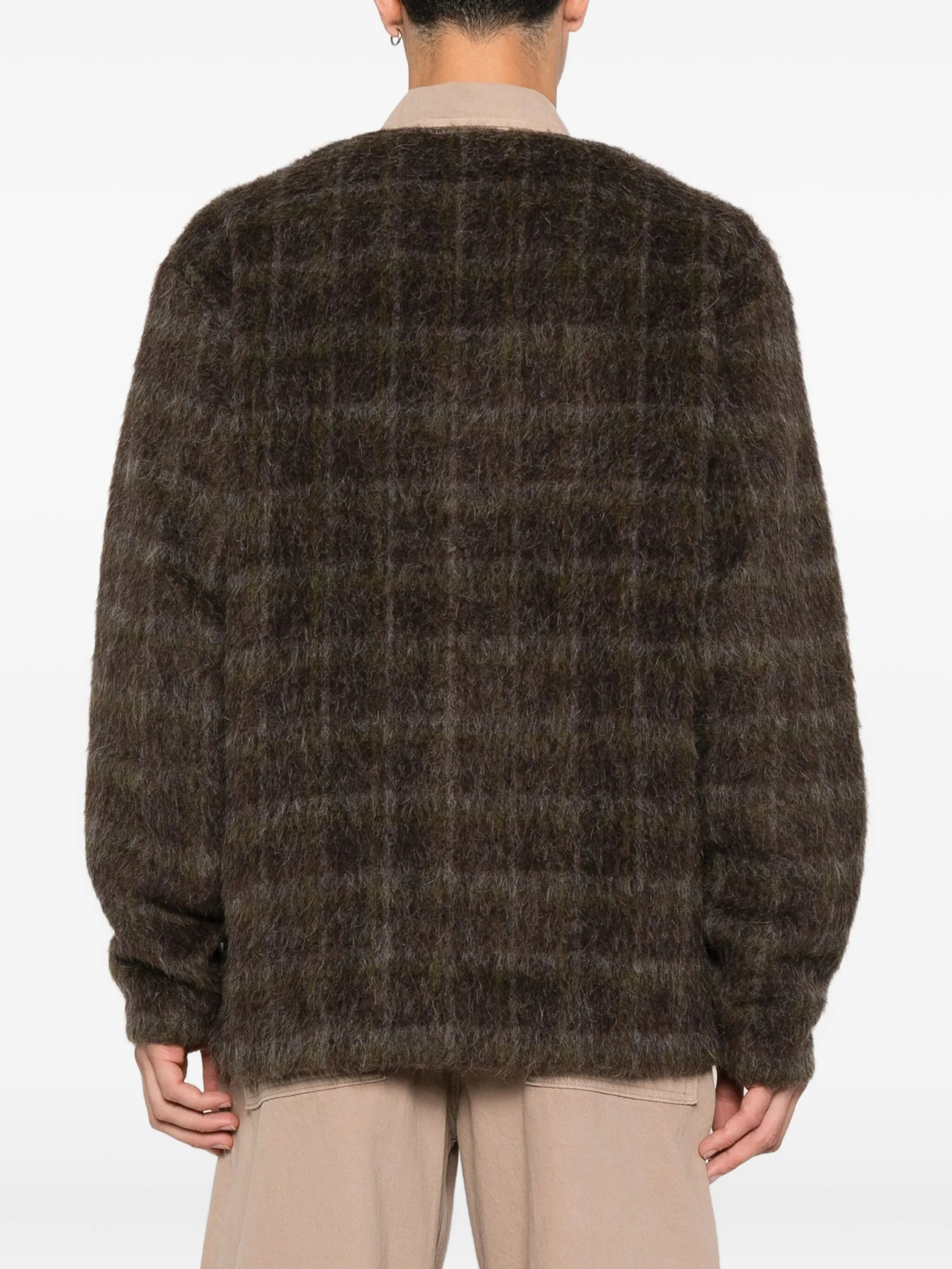 checked cardigan