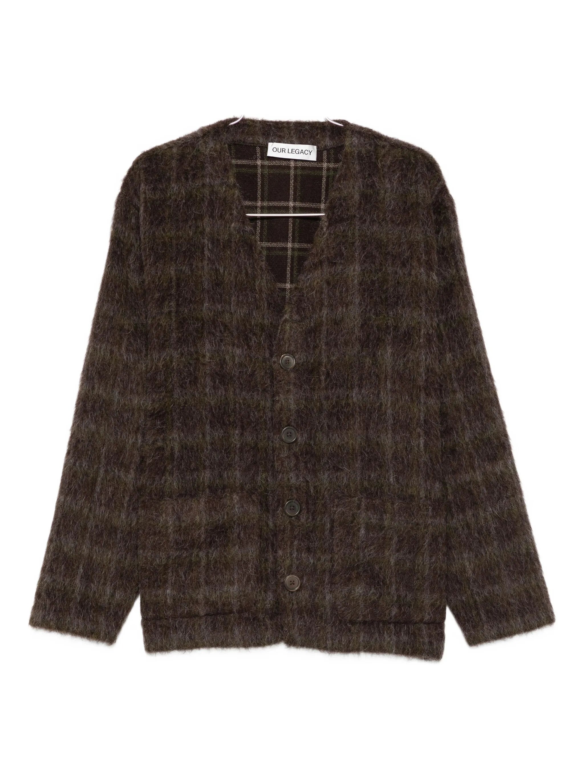 checked cardigan