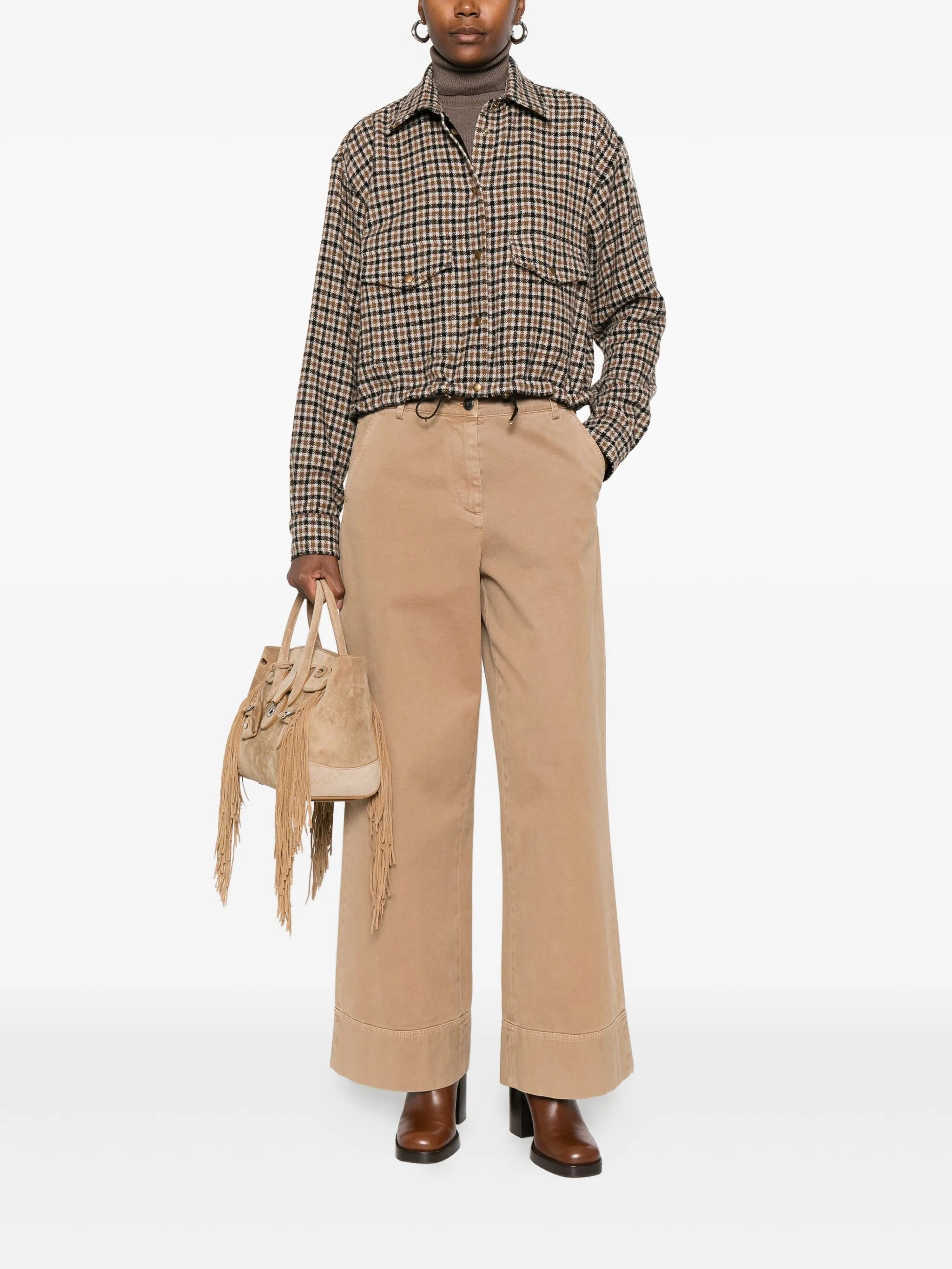 macro-check wool overshirt