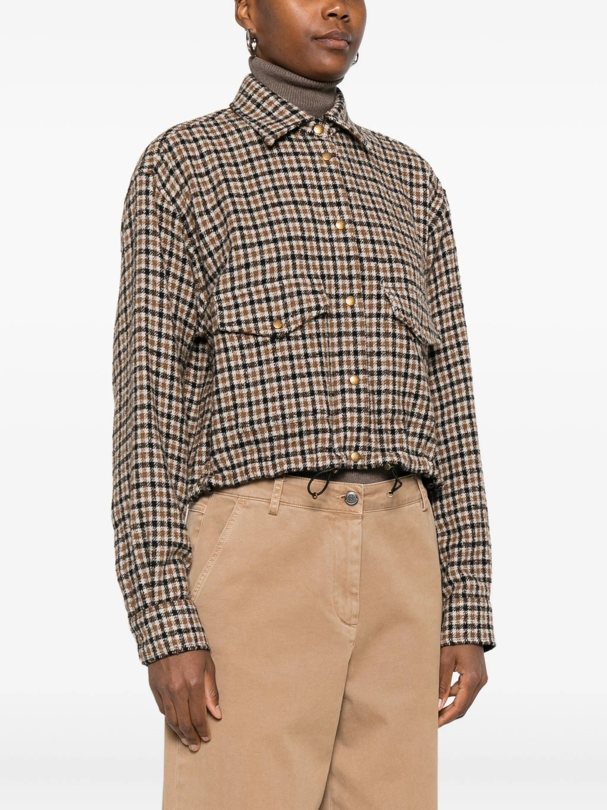 macro-check wool overshirt