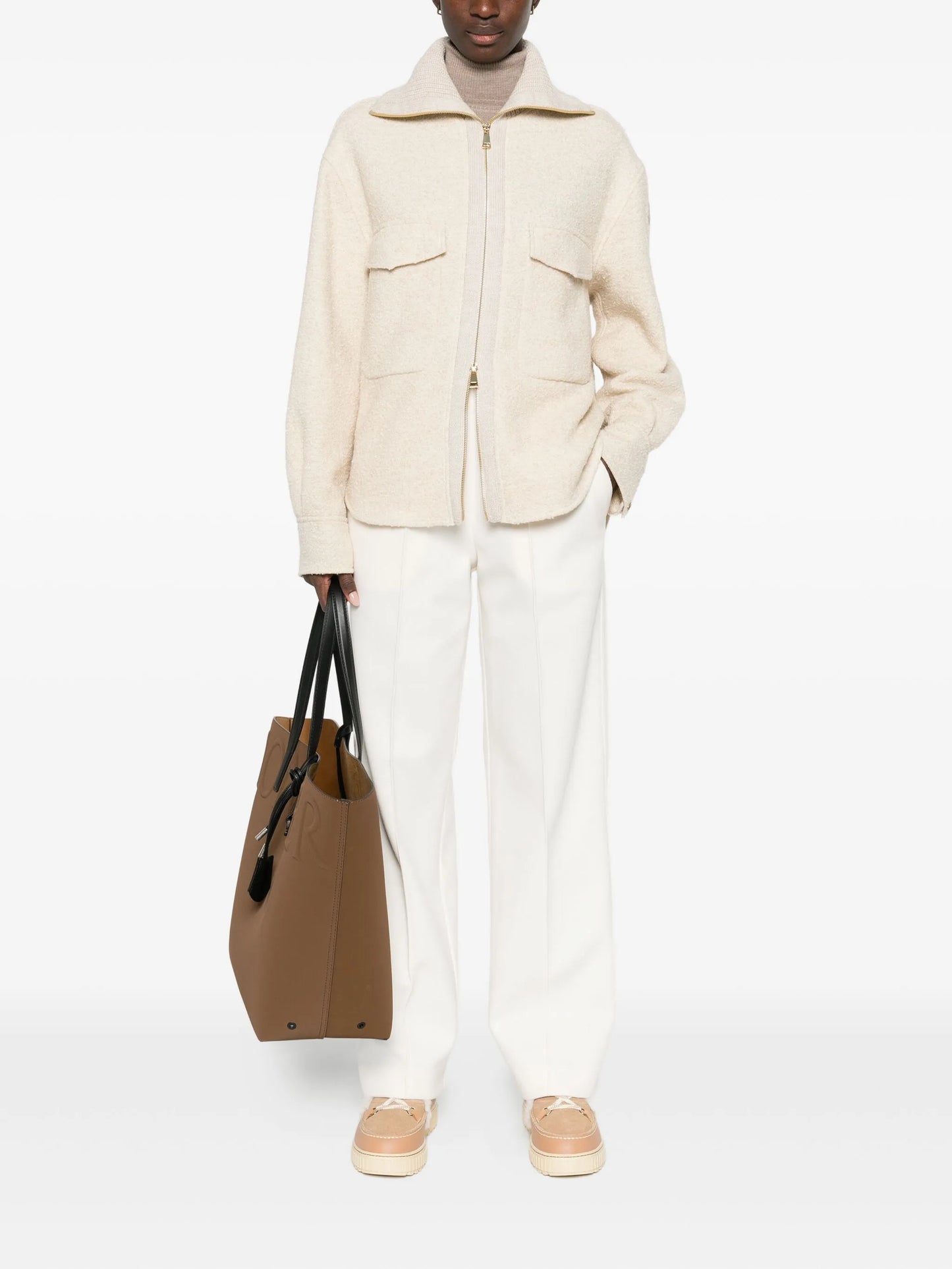 zip-up bouclé jacket