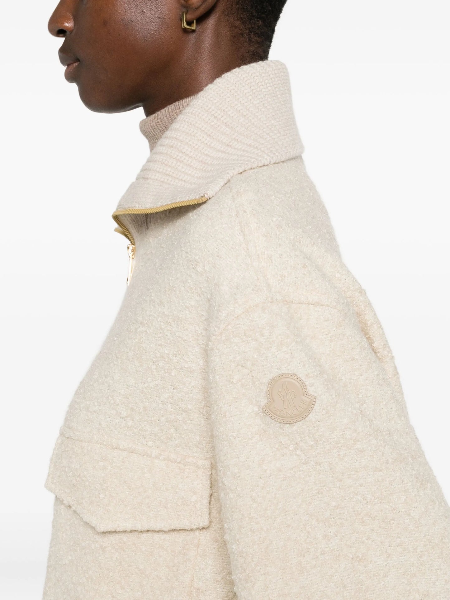 zip-up bouclé jacket