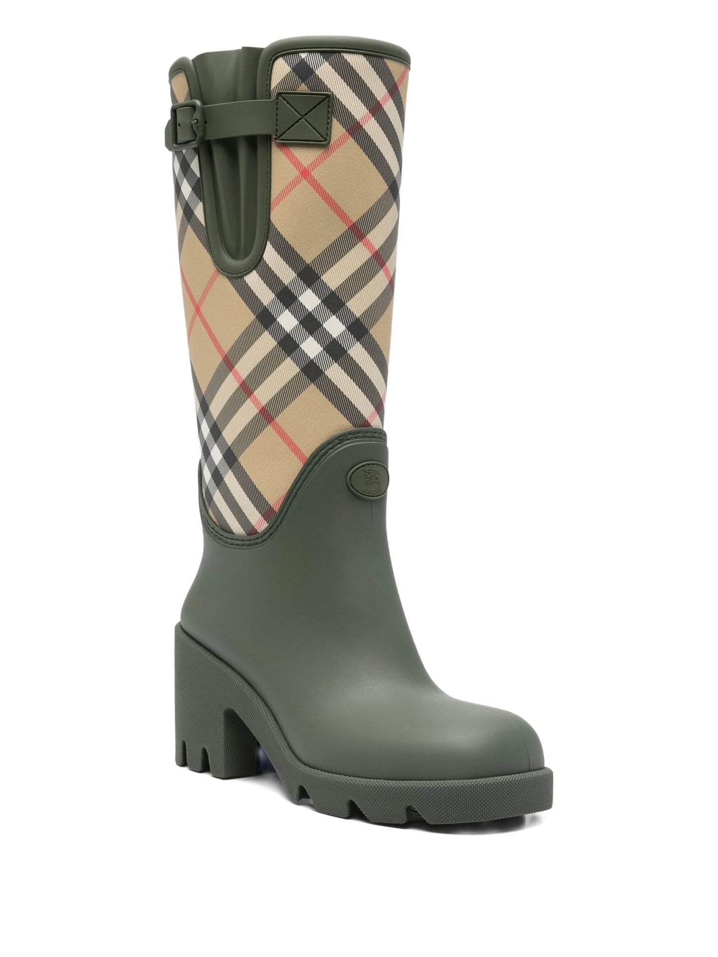 Marsh check-pattern block-heel boots