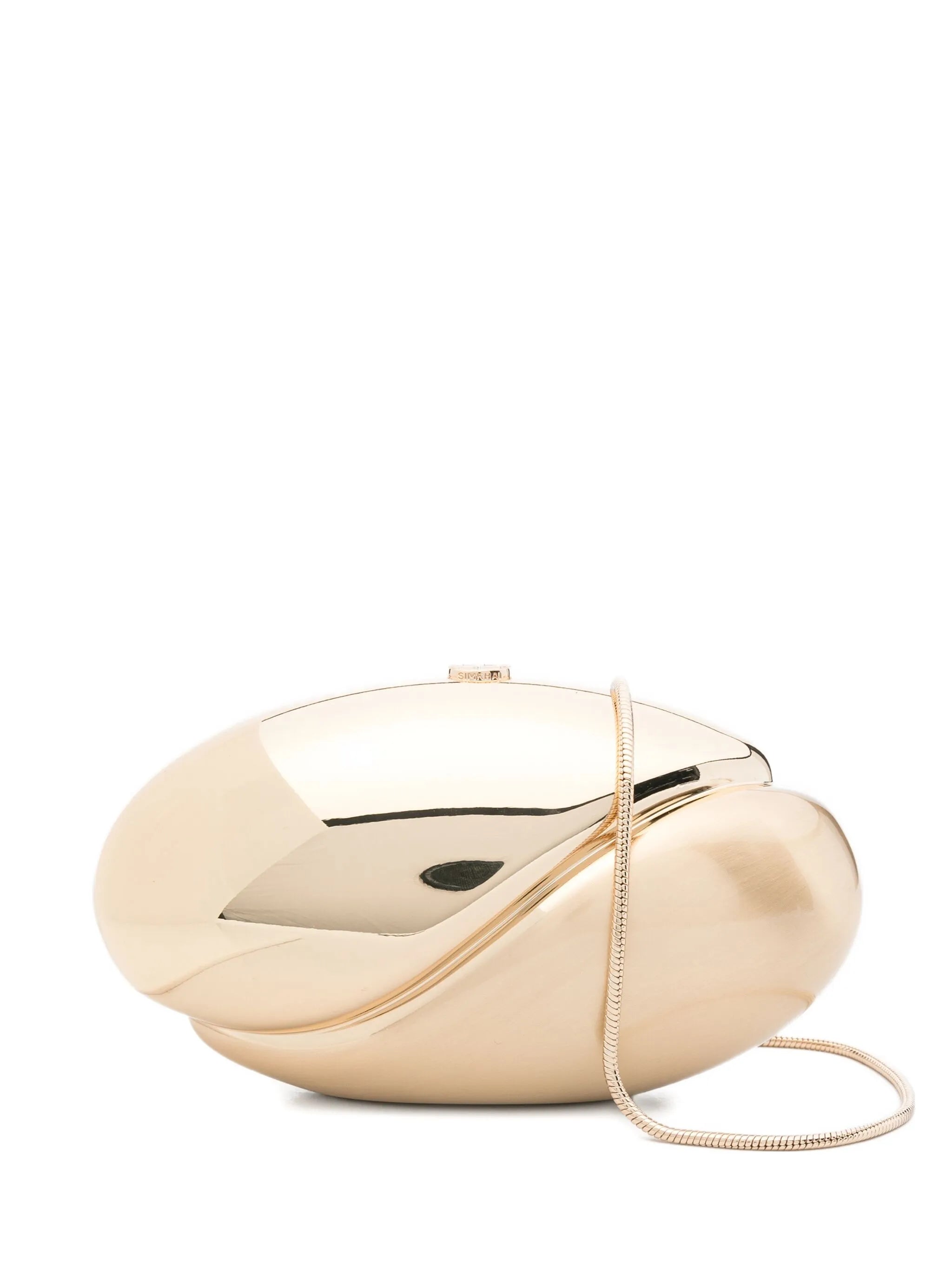 Ameera metallic-effect oval clutch