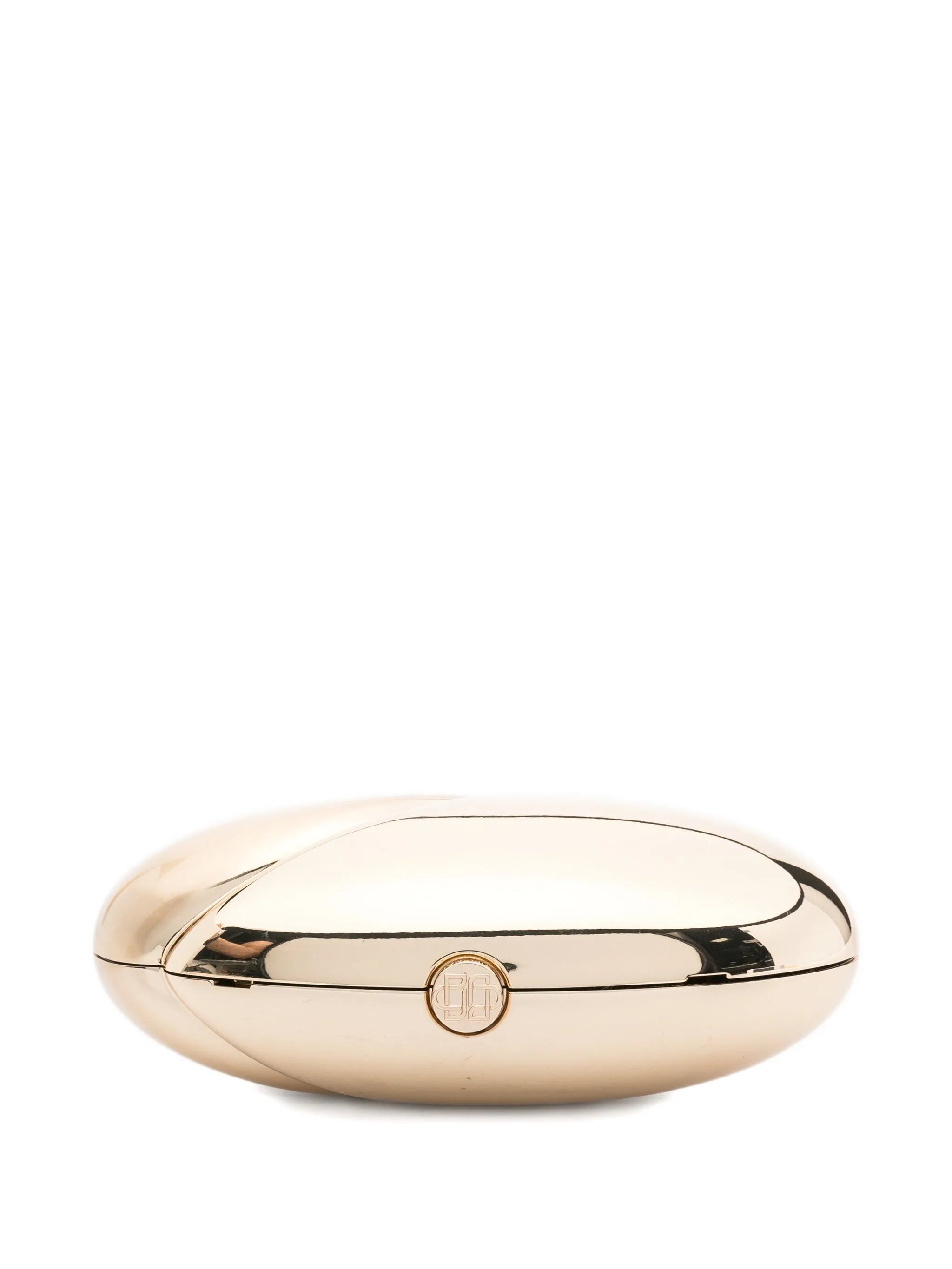 Ameera metallic-effect oval clutch