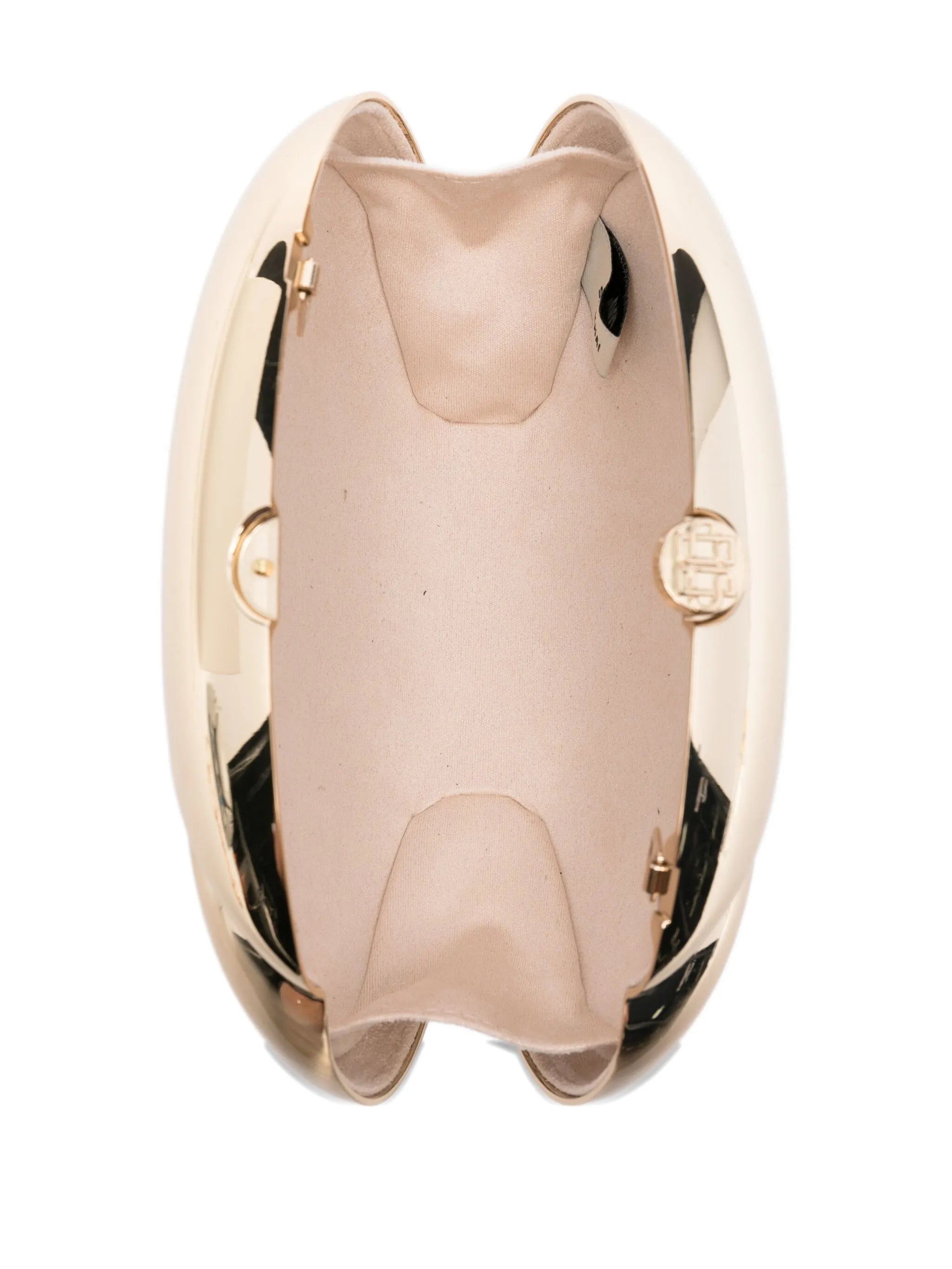 Ameera metallic-effect oval clutch