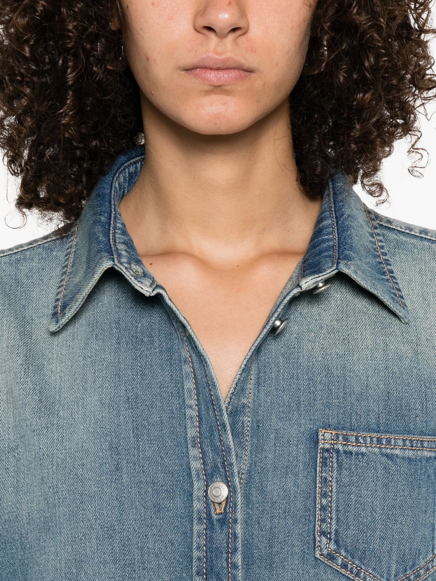 short-sleeved denim dress