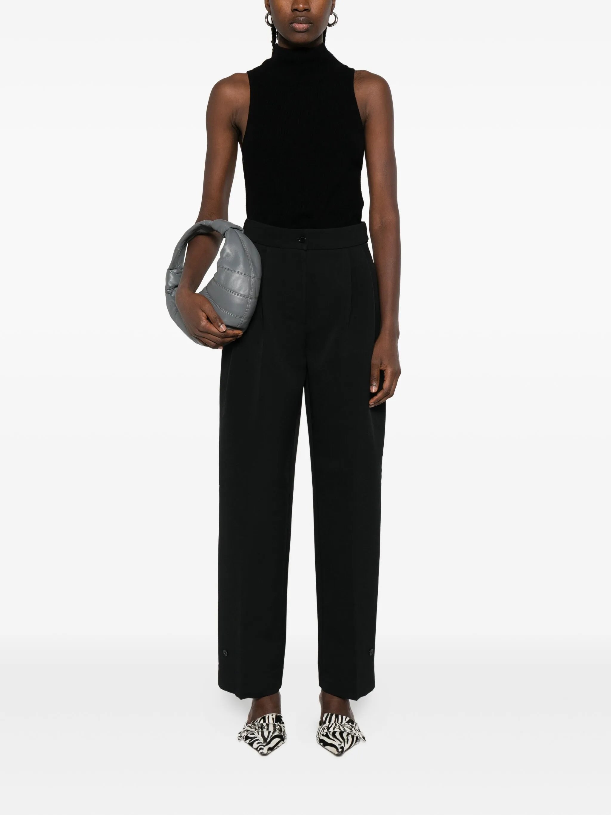 high-neck sleeveless top