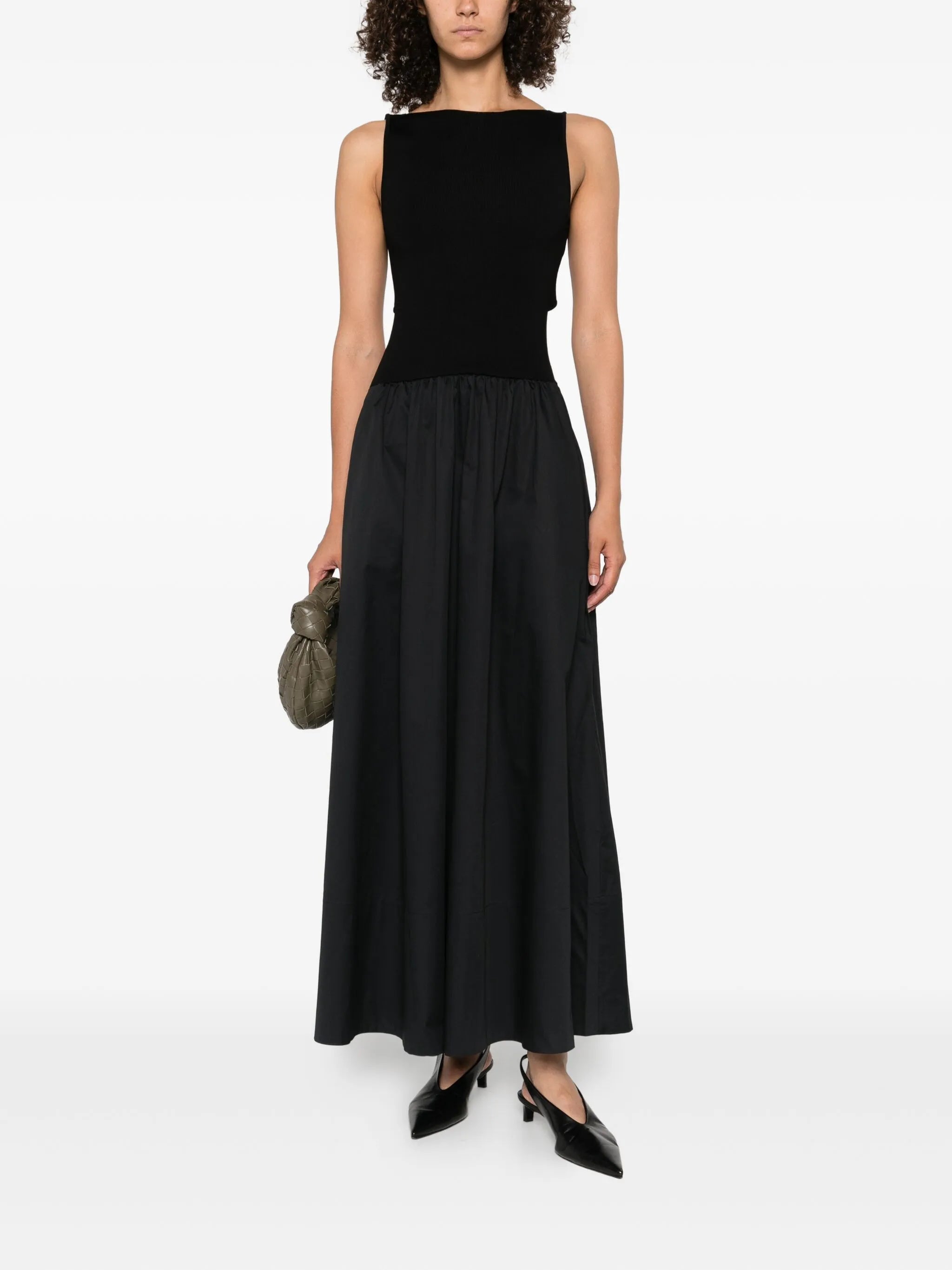 panelled ribbed maxi dress