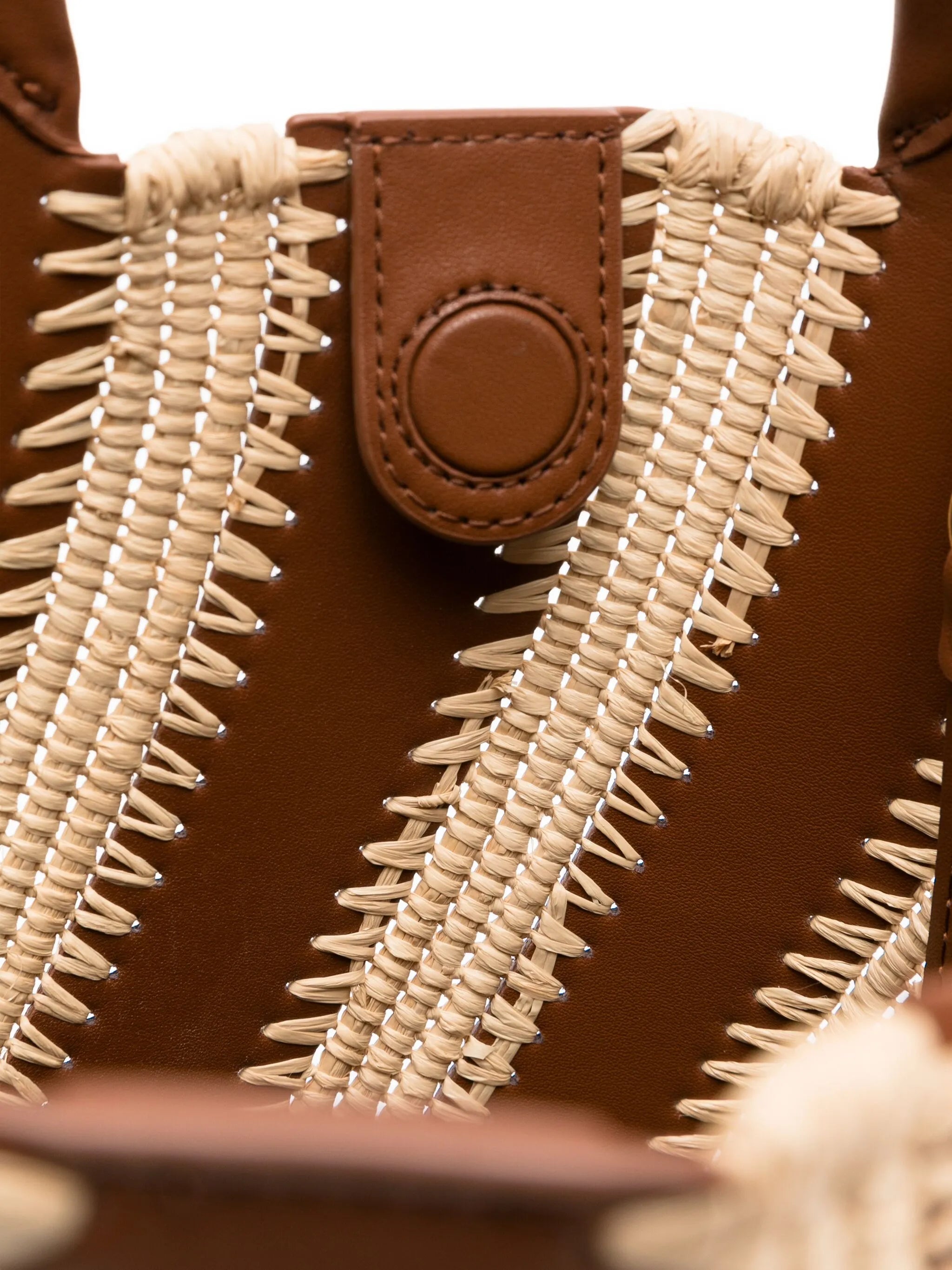 Talia raffia-leather bucket bag
