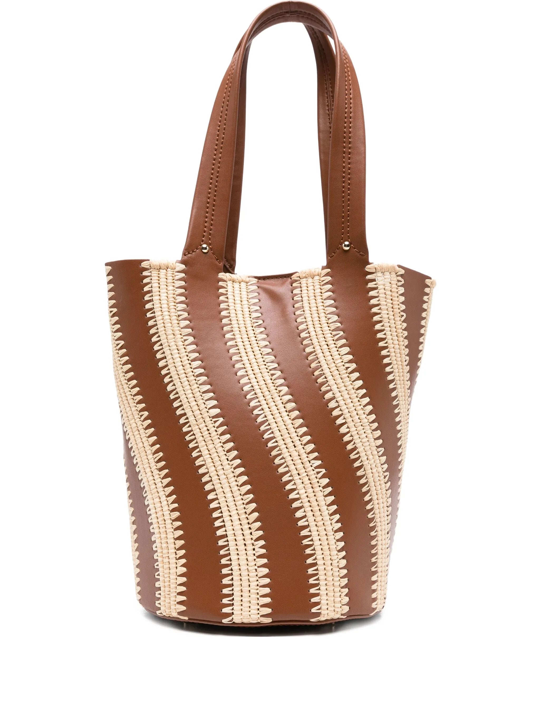 Talia raffia-leather bucket bag