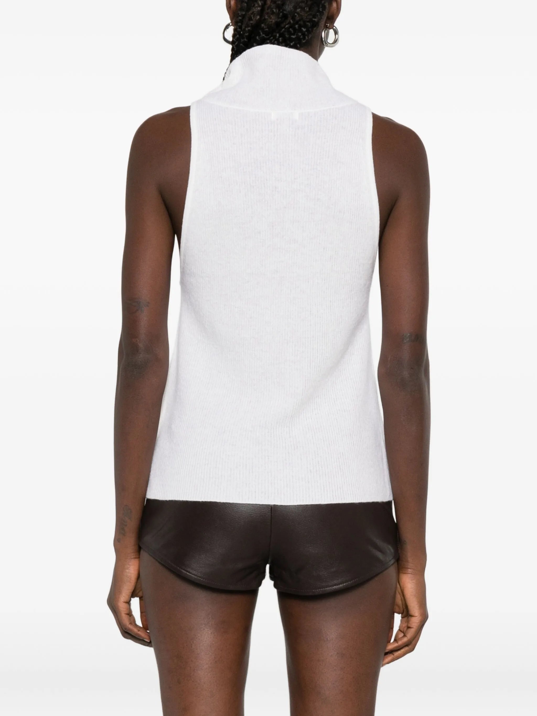high-neck ribbed vest