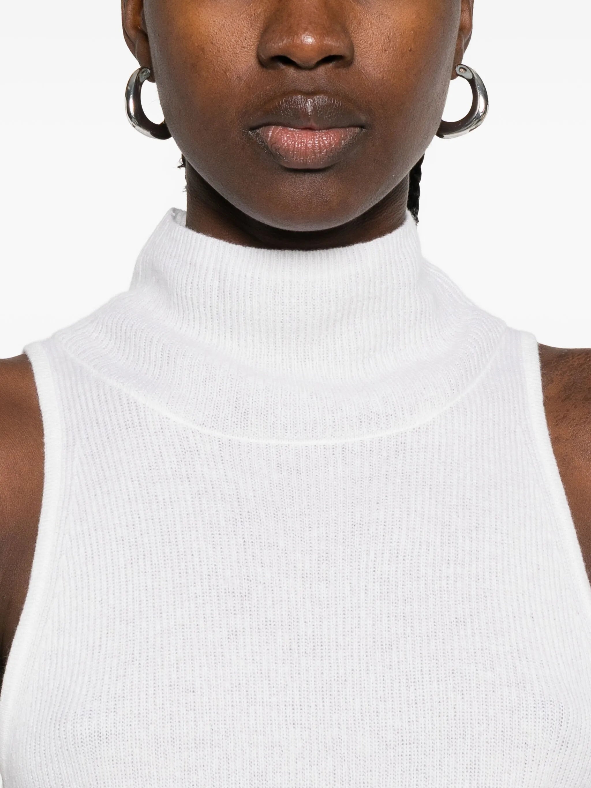 high-neck ribbed vest