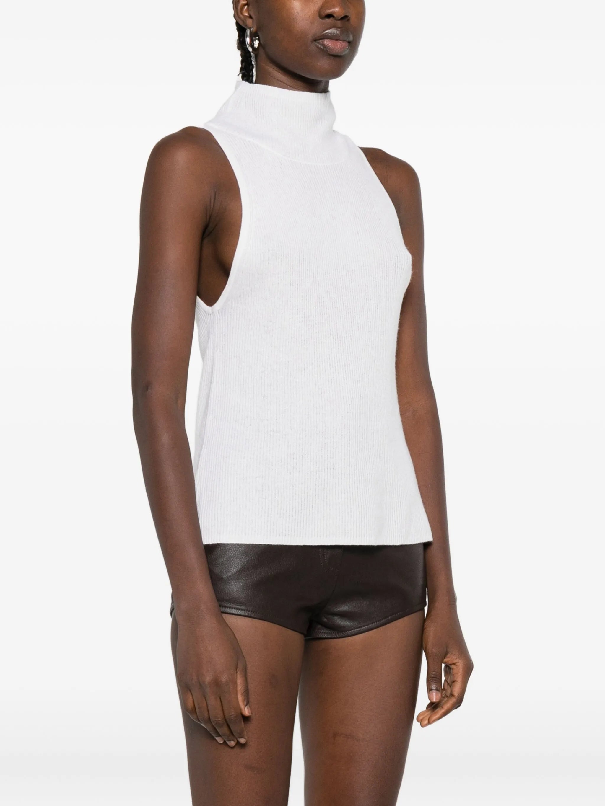 high-neck ribbed vest