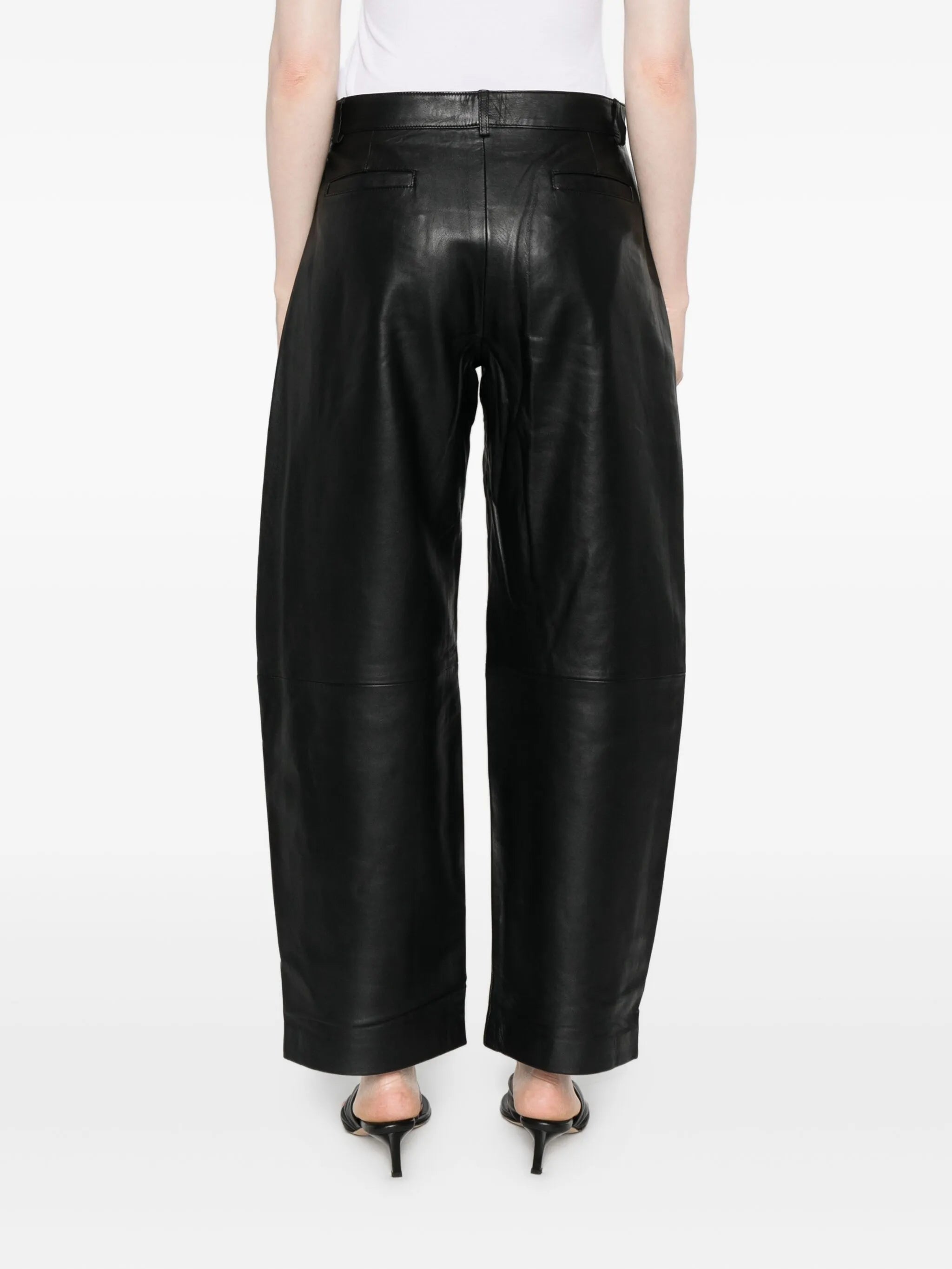 leather straight-leg trousers