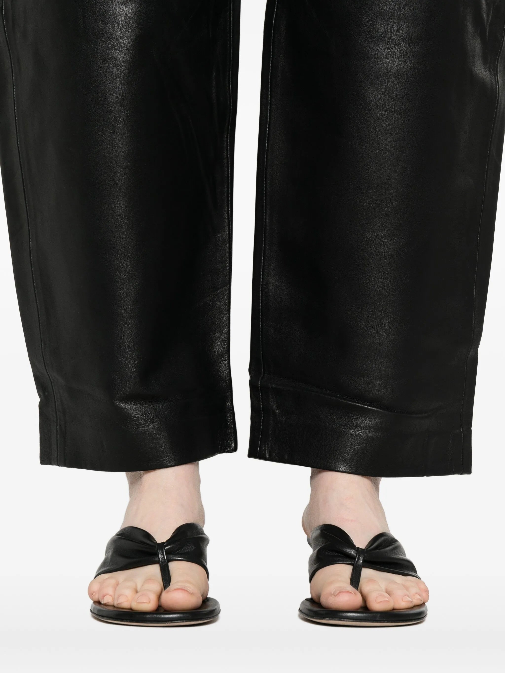 leather straight-leg trousers