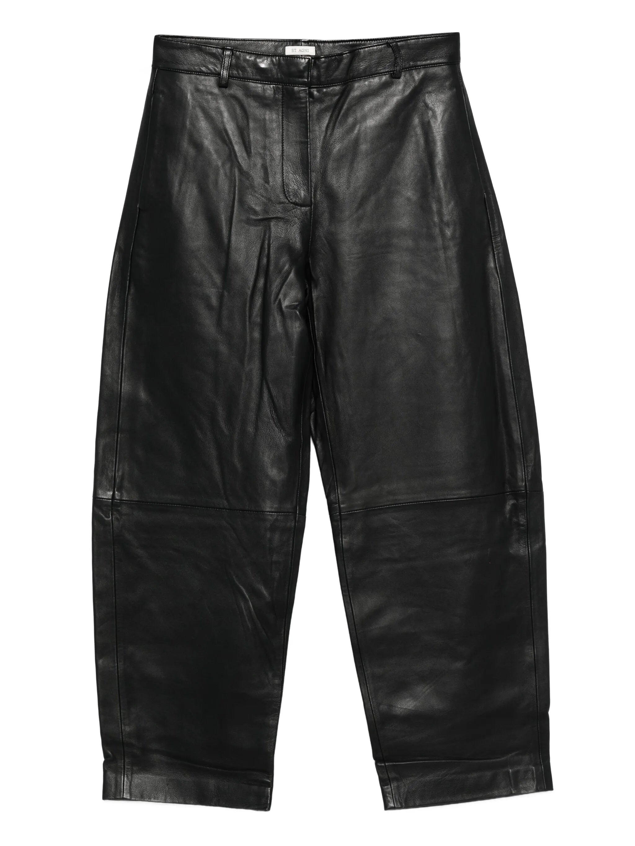 leather straight-leg trousers