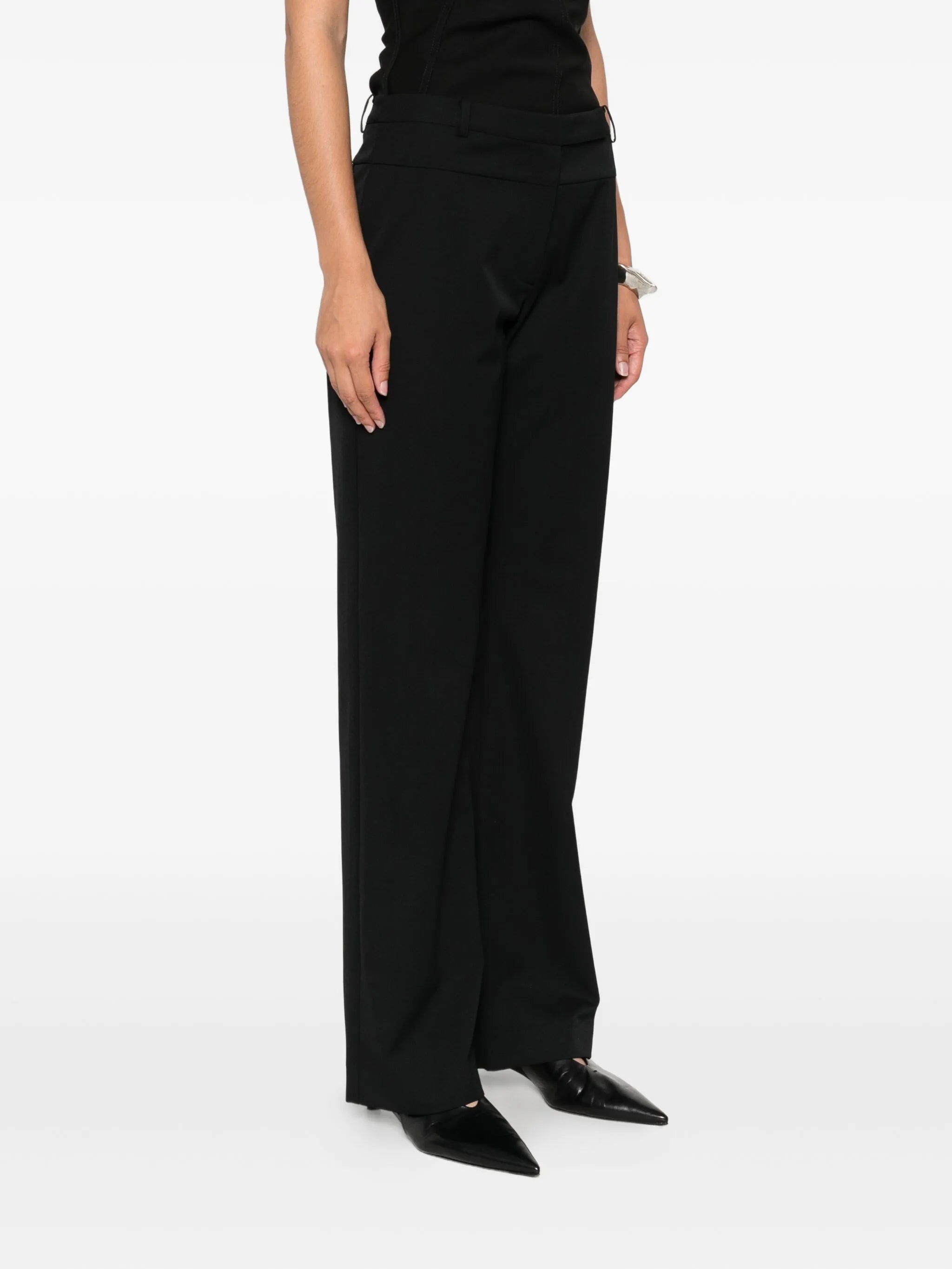 panelled slim-cut trousers