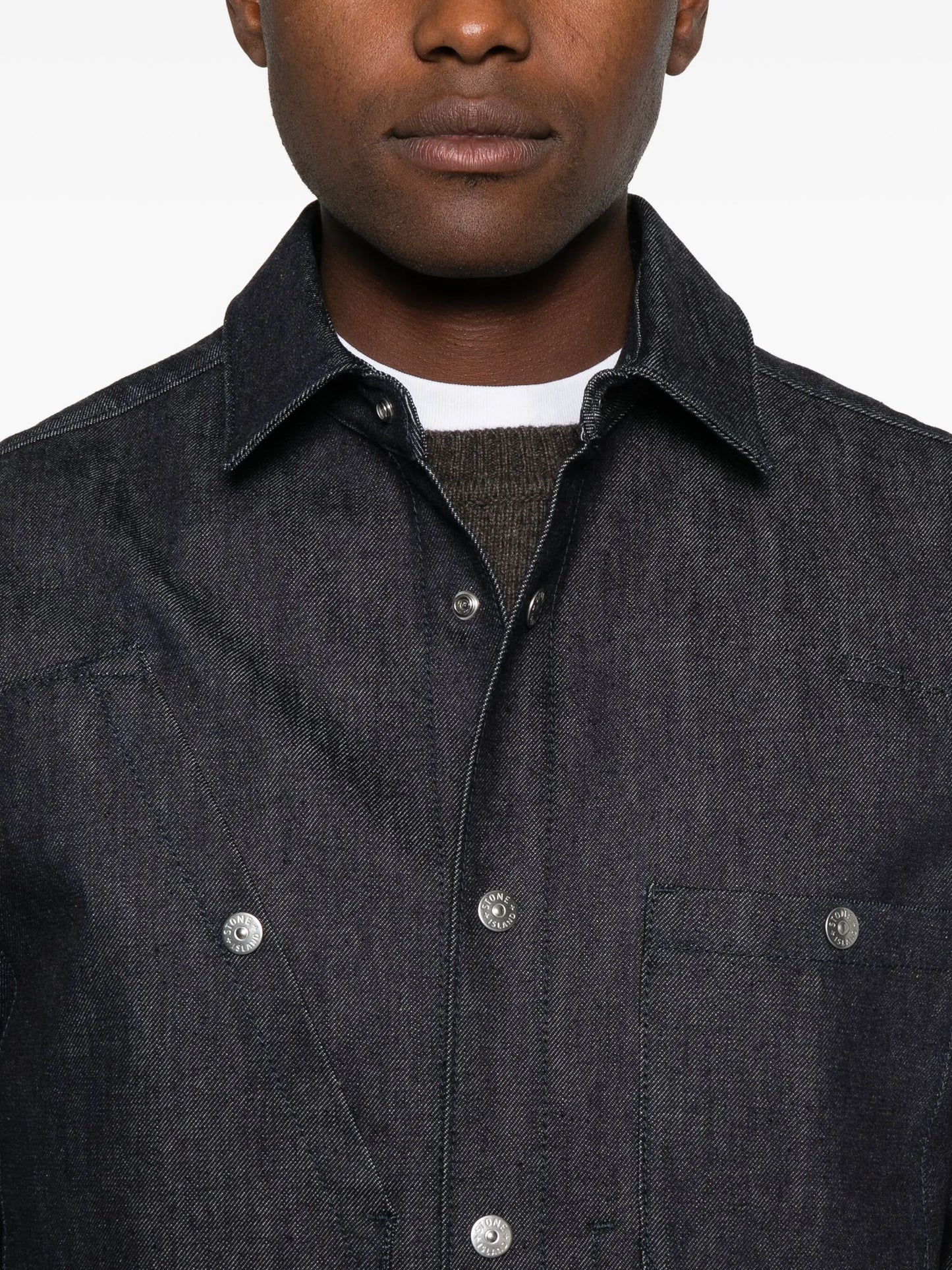 Compass-badge denim shirt