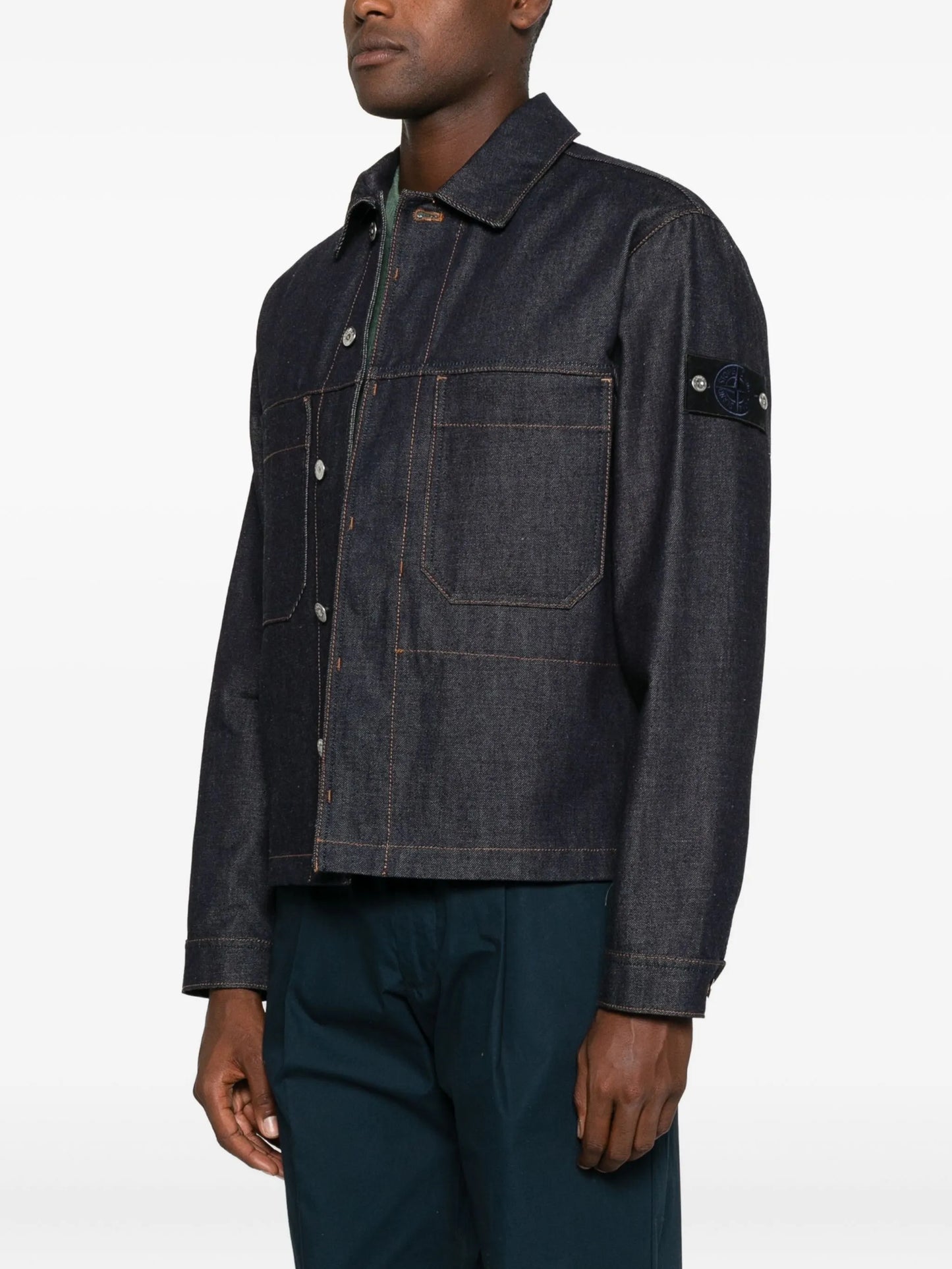 Compass-badge denim jacket