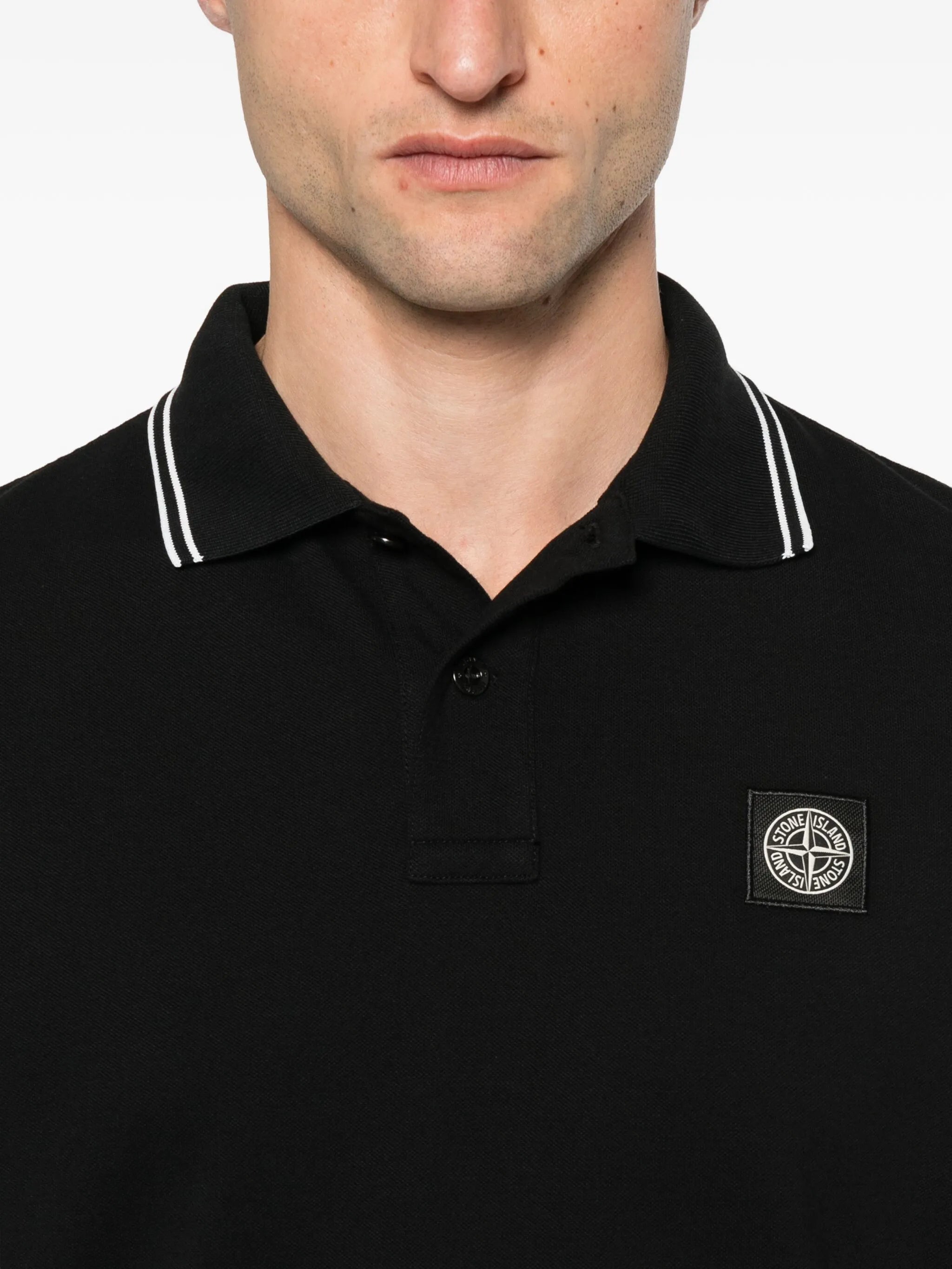Compass-patch polo shirt