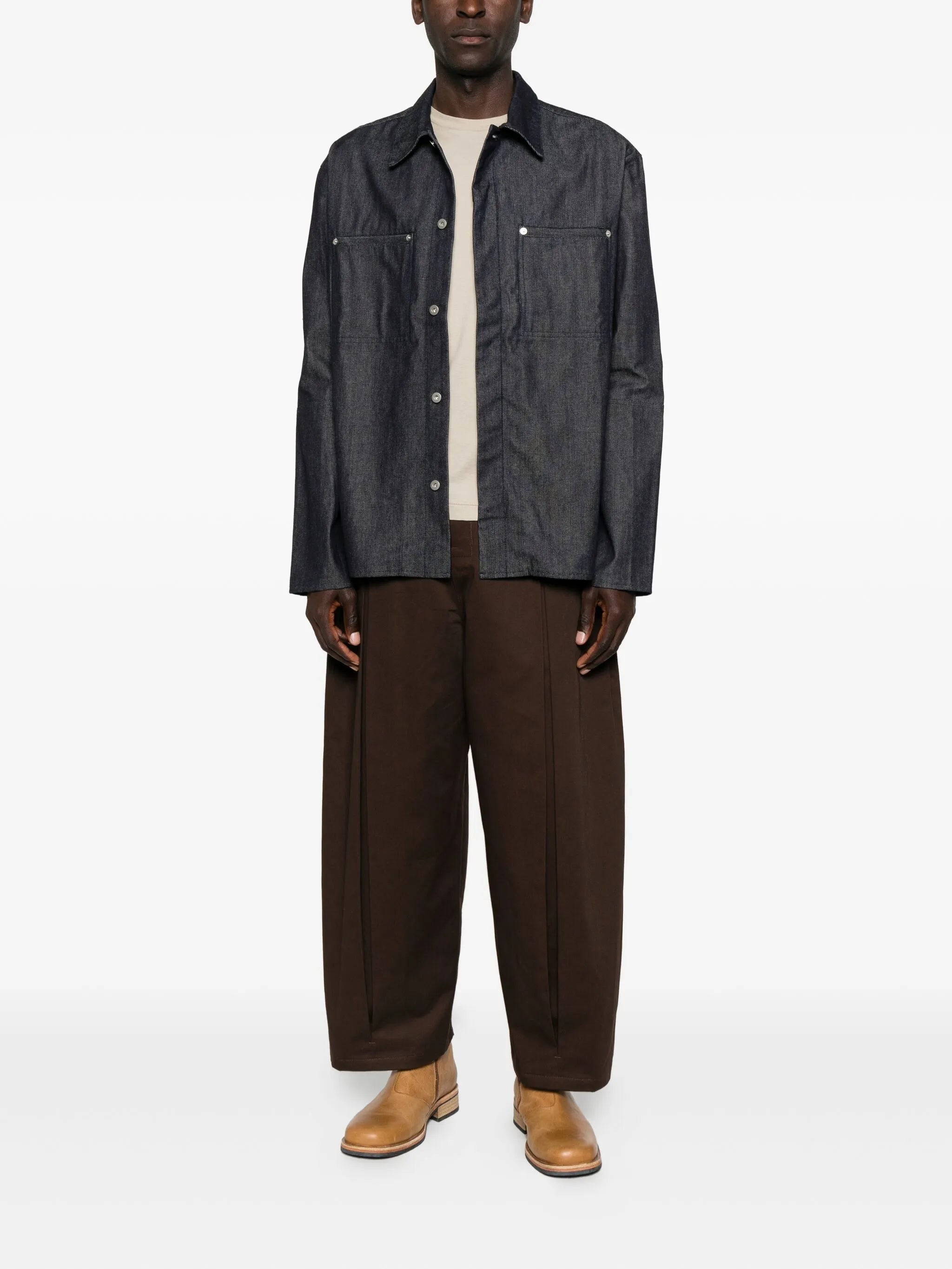 long-sleeved denim shirt