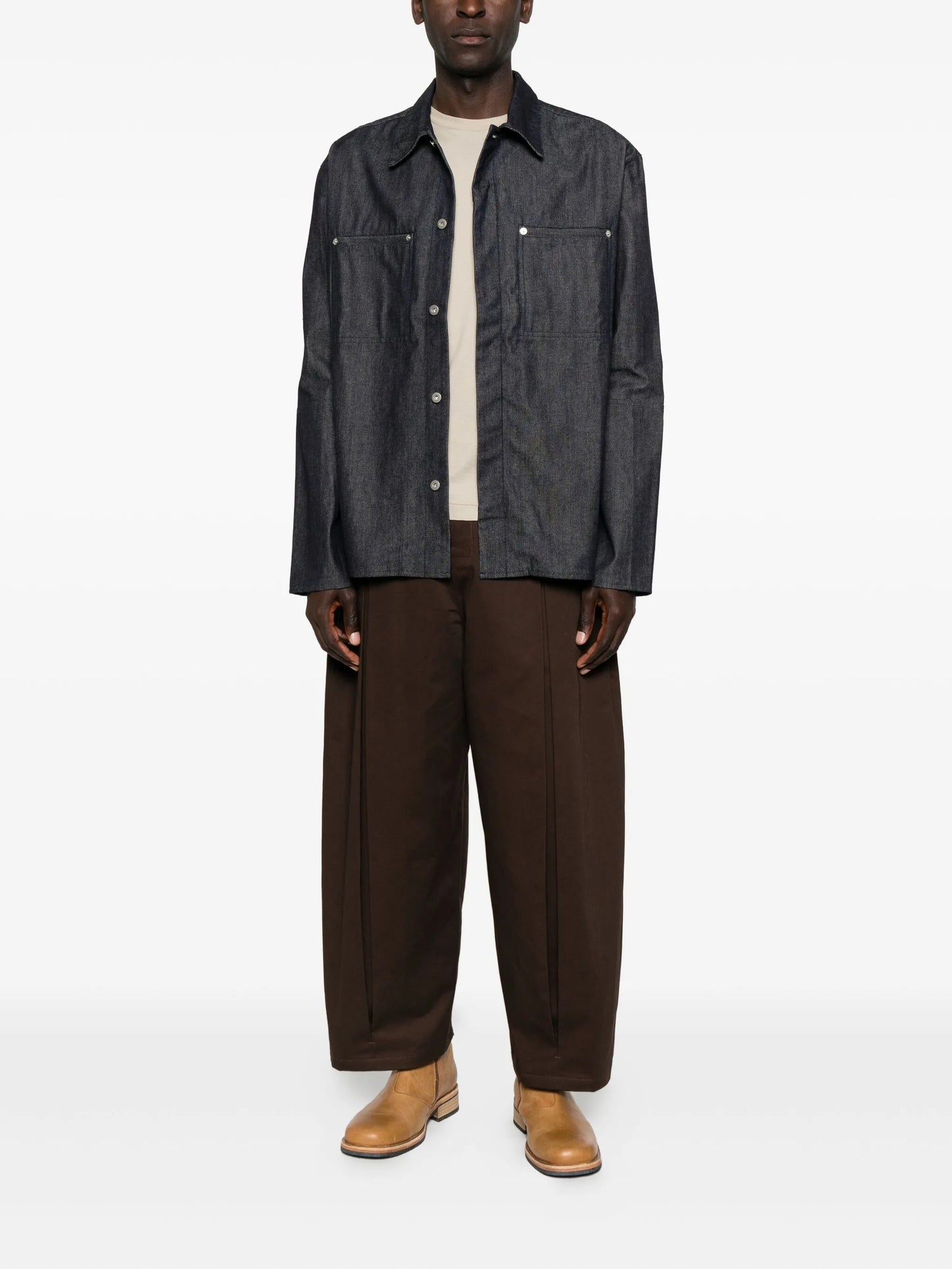 long-sleeved denim shirt