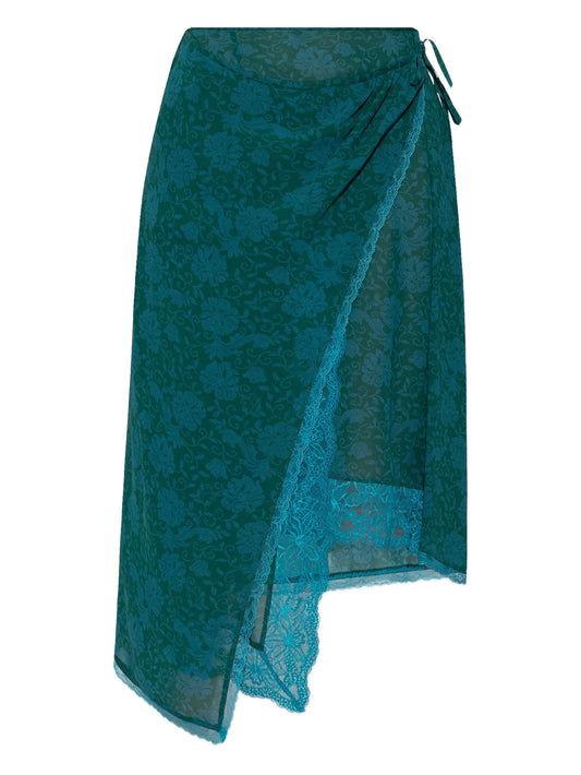 floral-lace wrap skirt