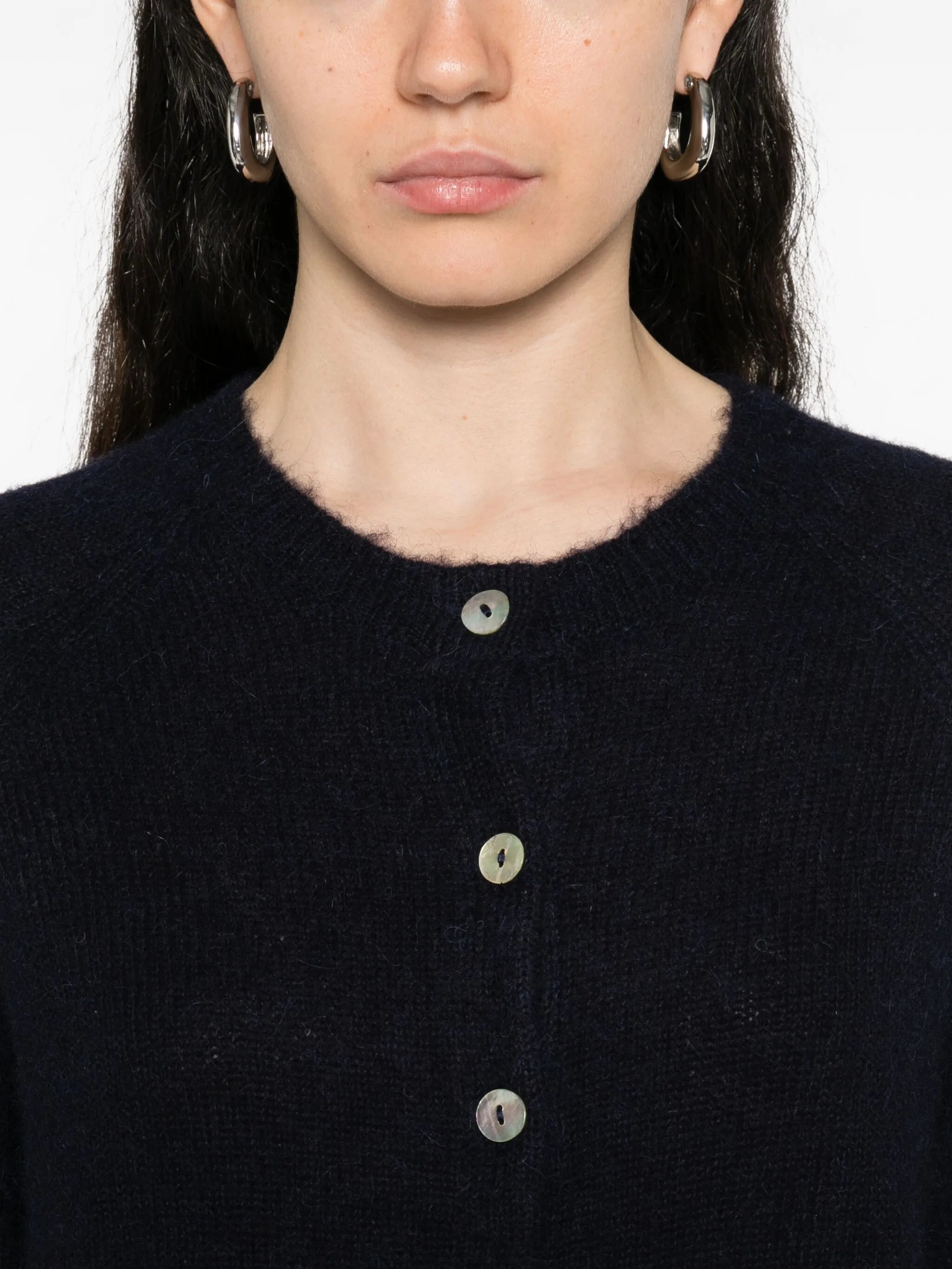 fine-knit button-up cardigan