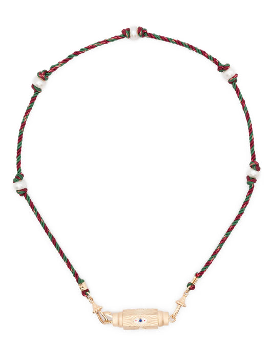 14K yellow gold Evil Eye sapphire necklace