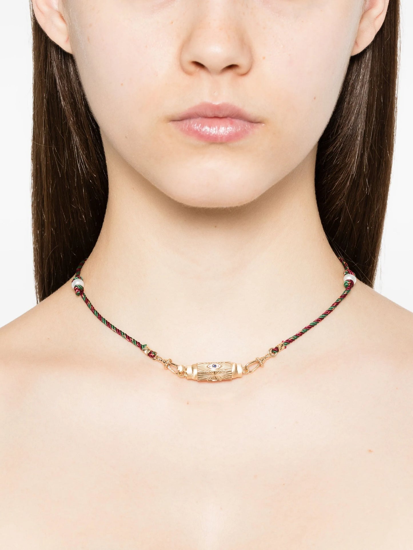 14K yellow gold Evil Eye sapphire necklace