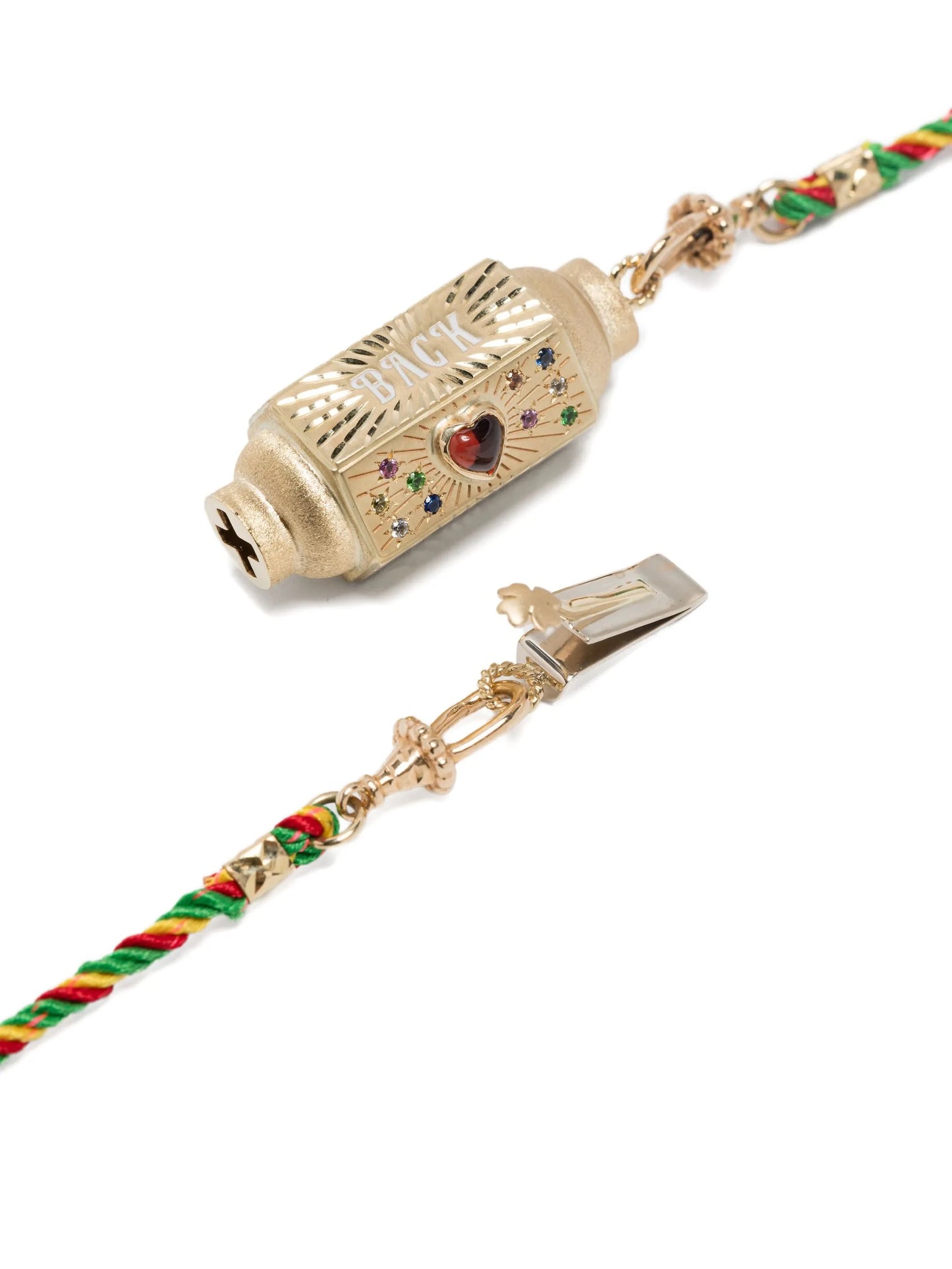 14K gold and sapphires love you locket with mauli silky thread necklace