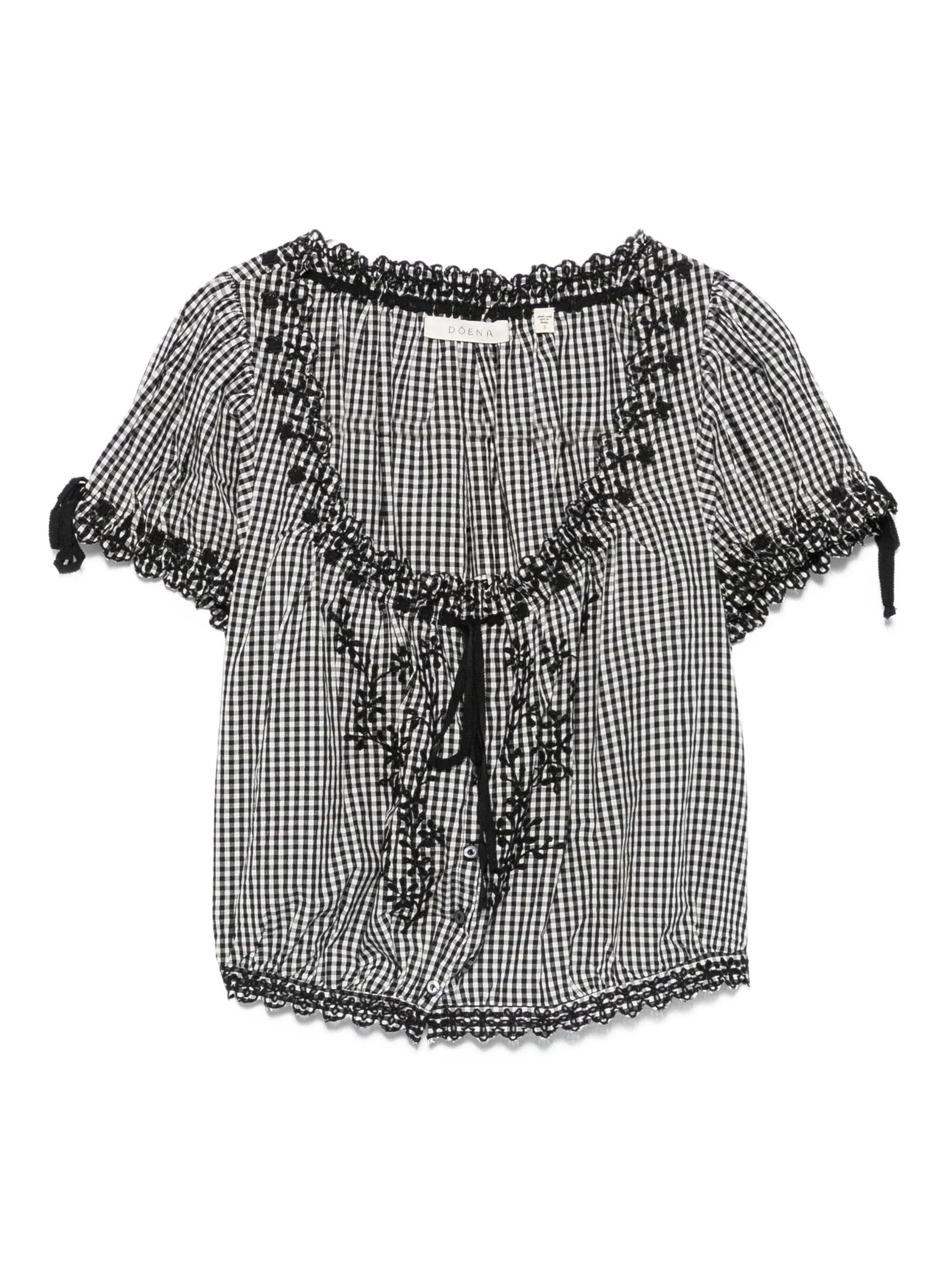 Nera gingham cropped blouse