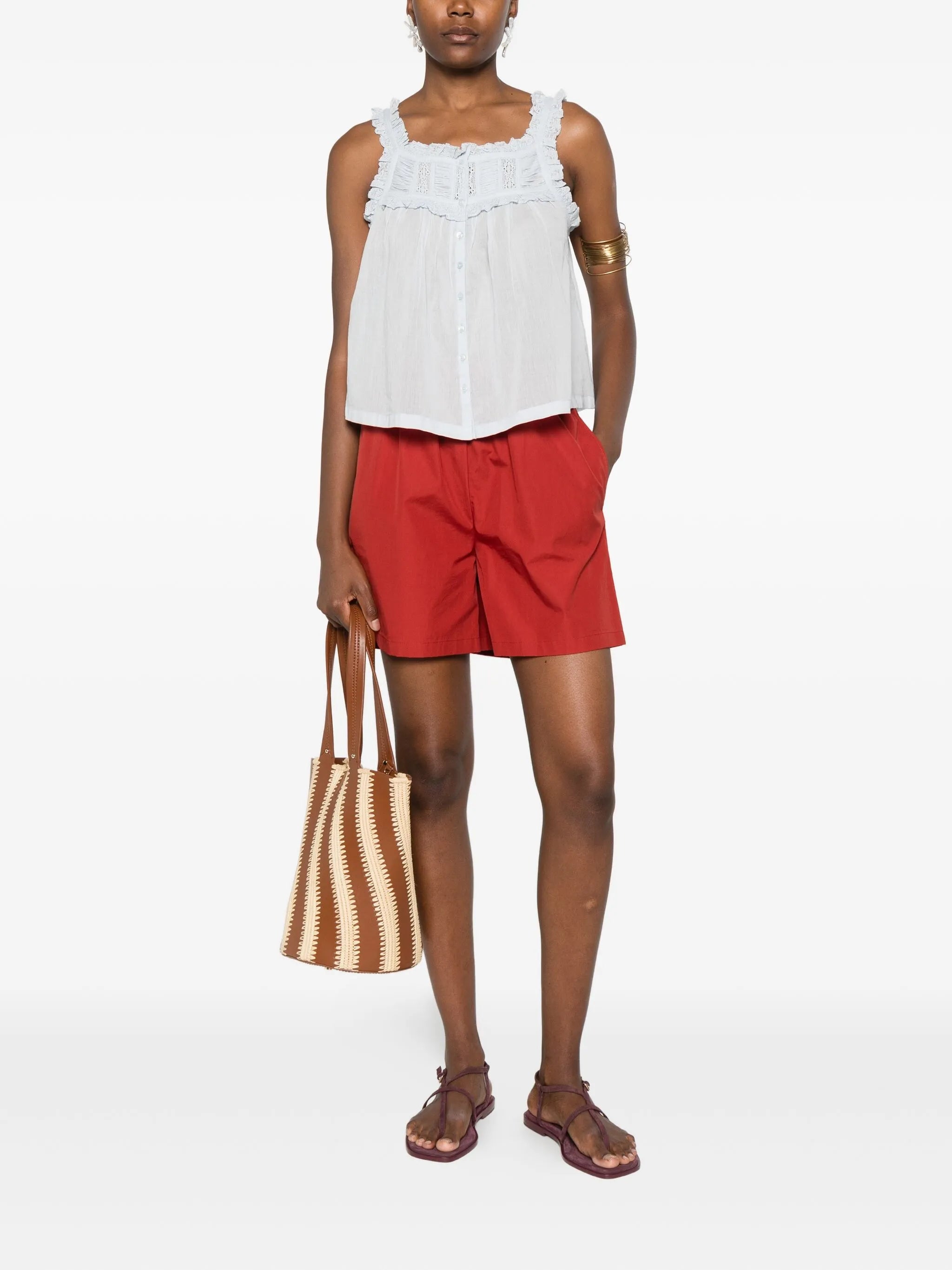 frill-trimmed button top