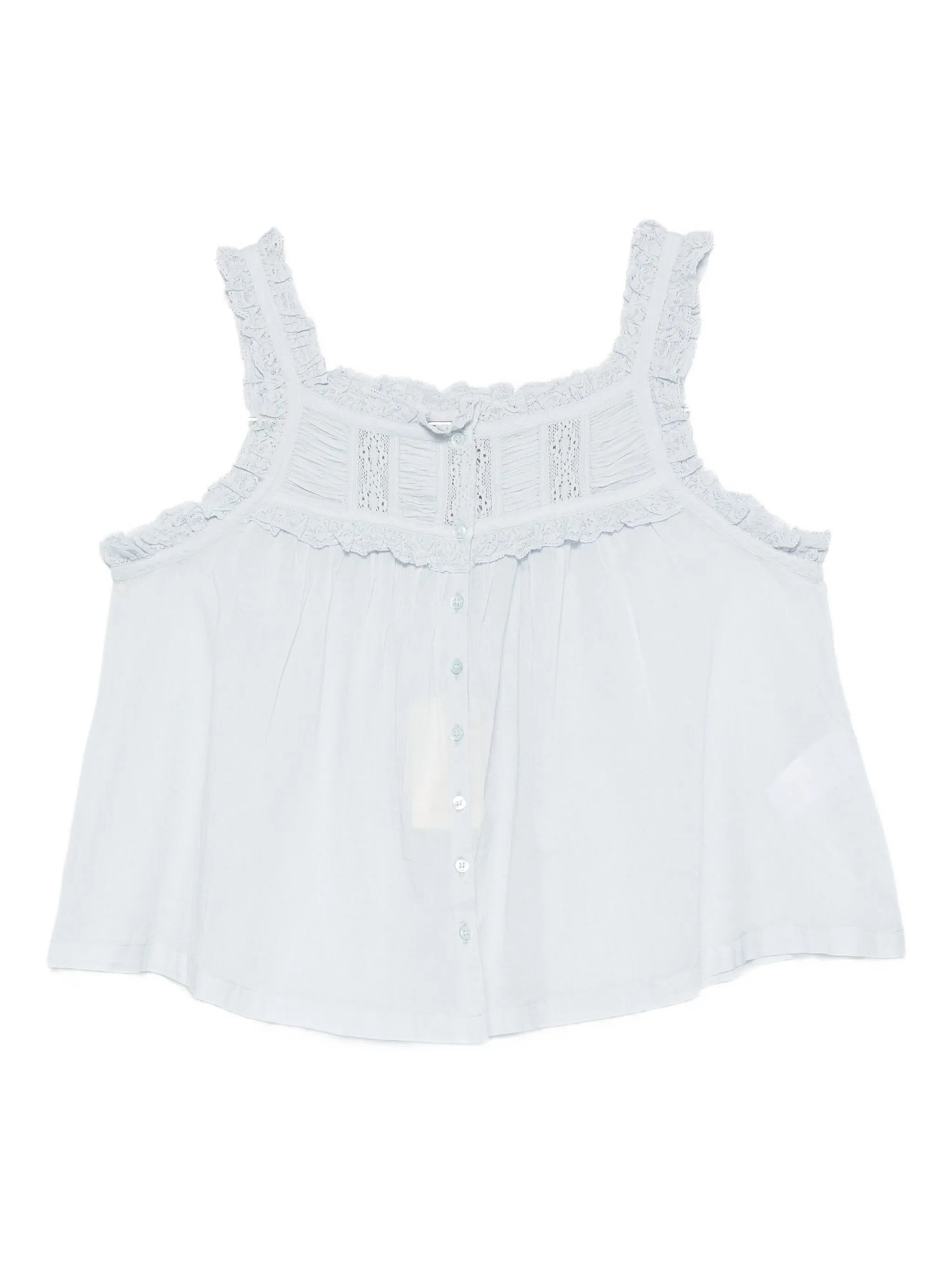frill-trimmed button top