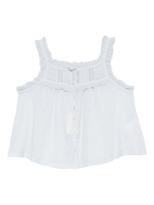 frill-trimmed button top