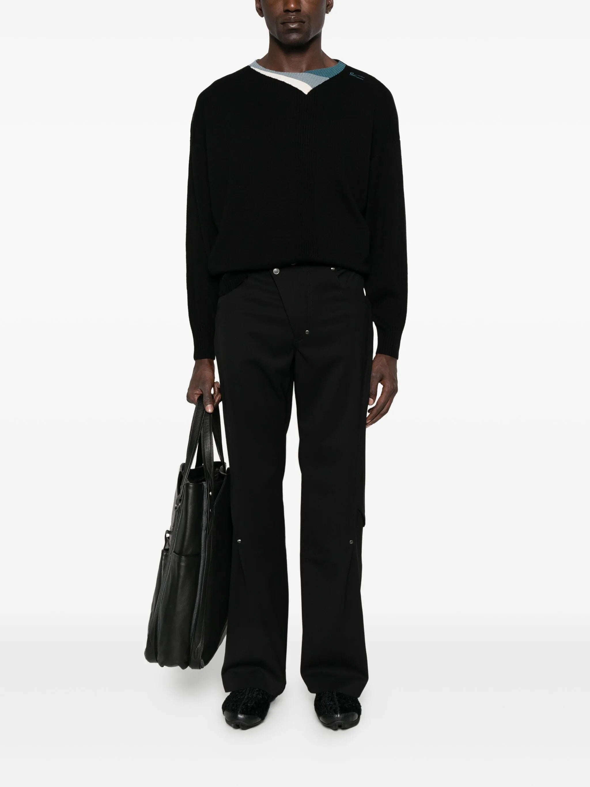 studded-embellishment trousers