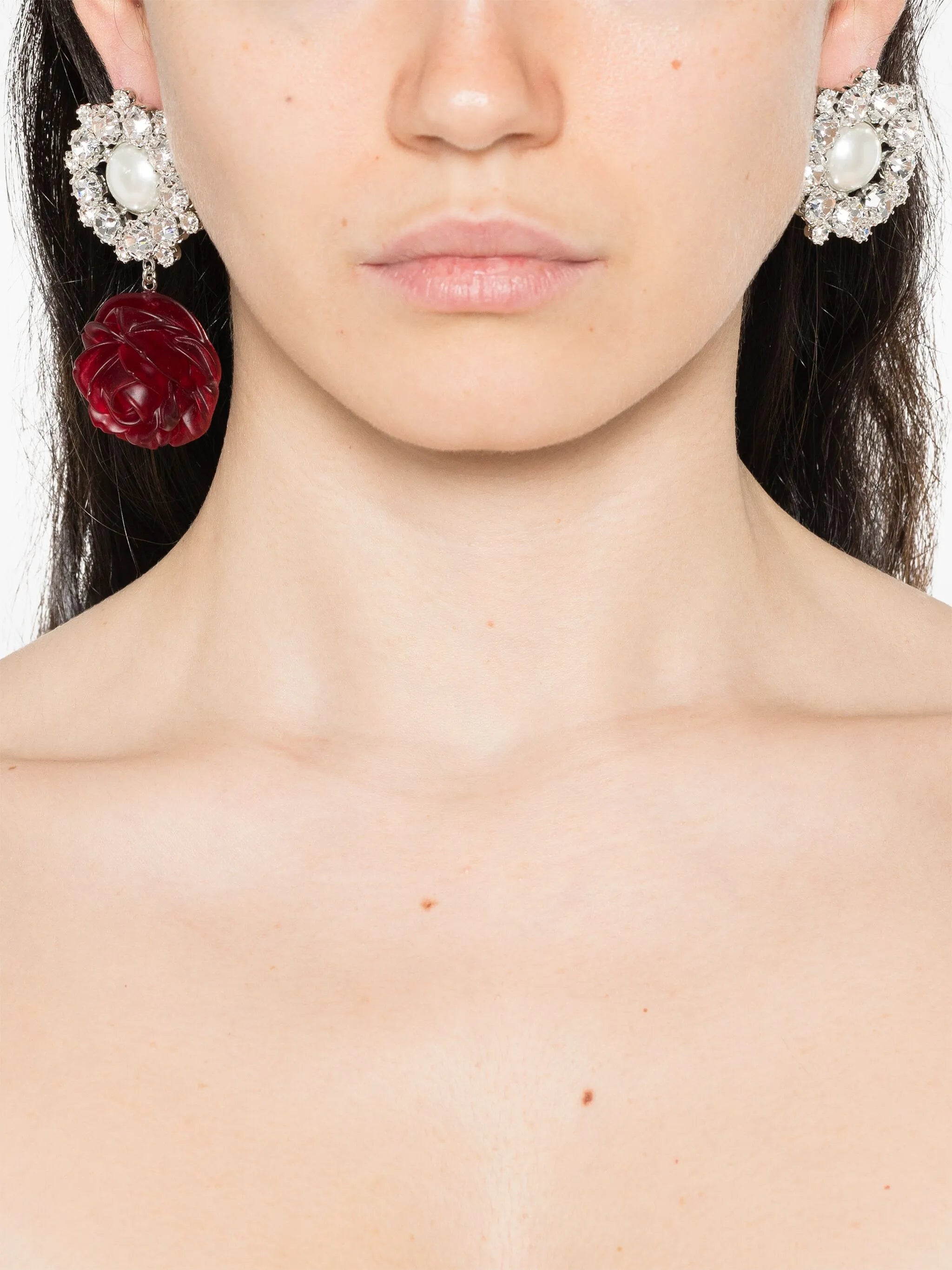 rose-appliqué earrings