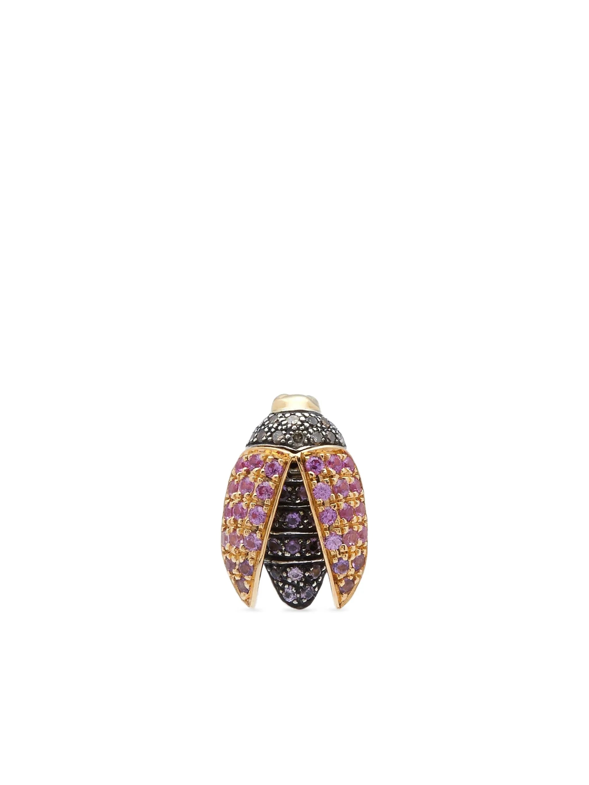 18K yellow gold Mini Scarab diamond and sapphire earrings