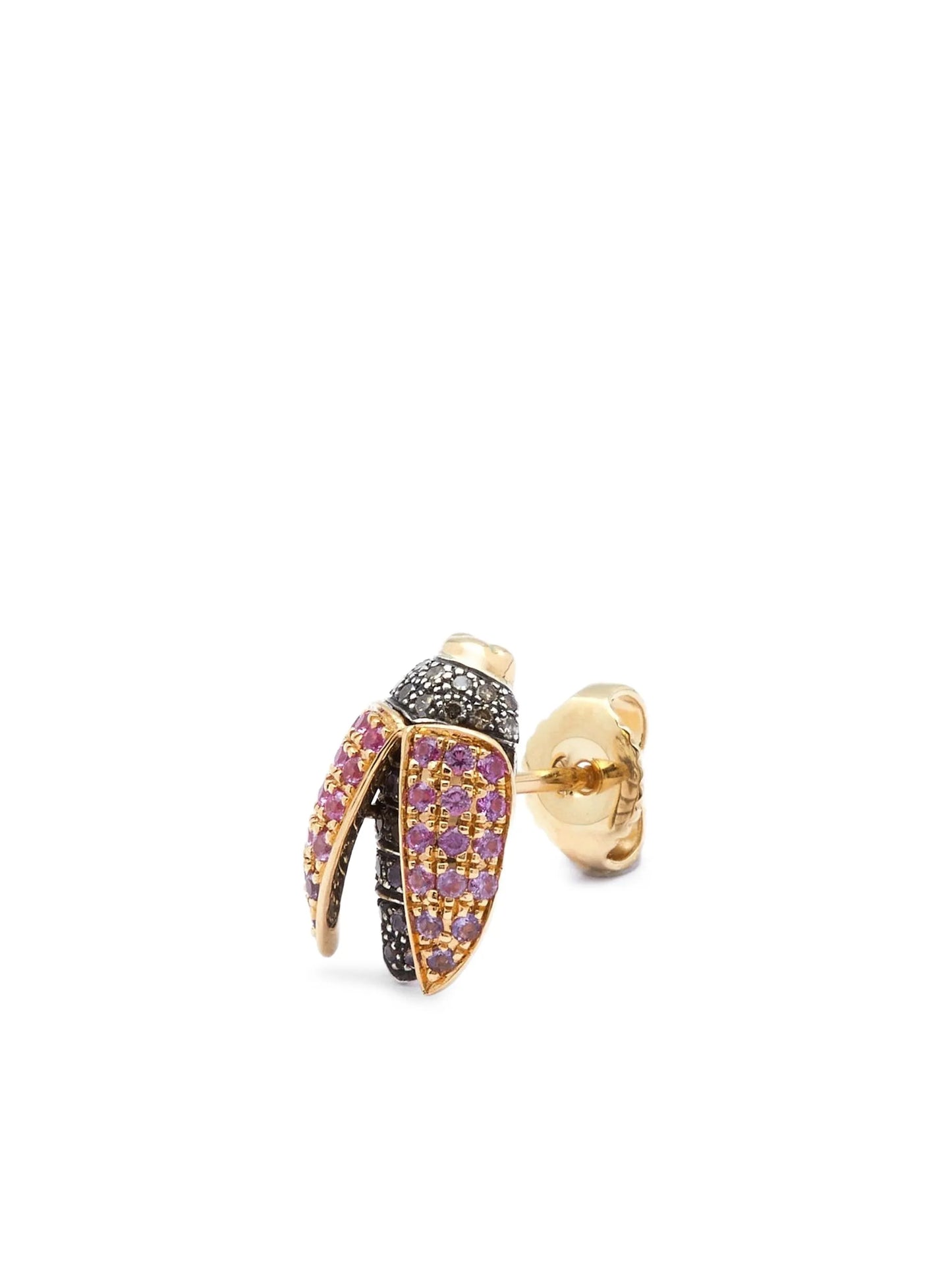 18K yellow gold Mini Scarab diamond and sapphire earrings